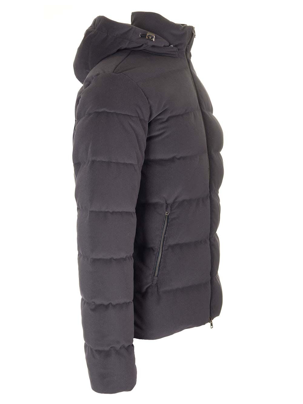 Shop Herno Blue Velvet Down Jacket