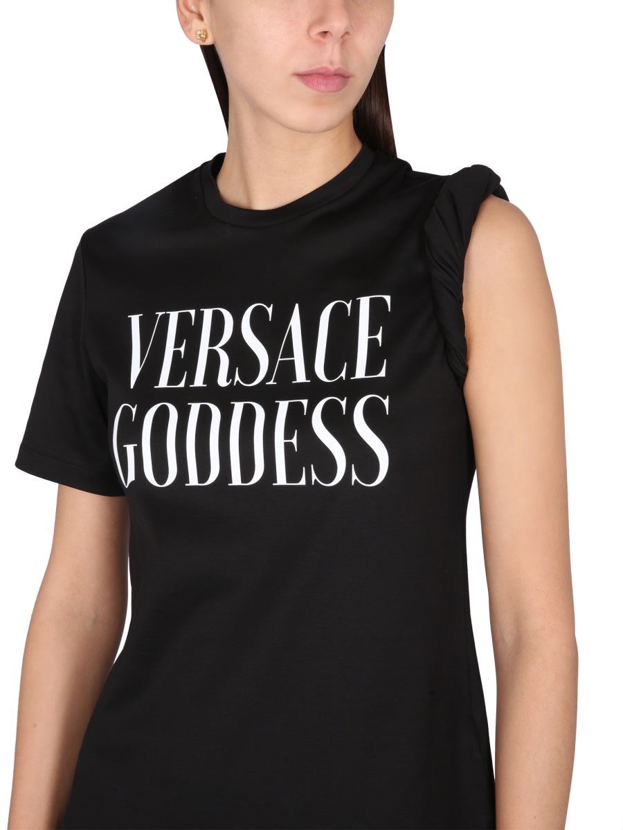 Shop Versace Goddess T-shirt In Black