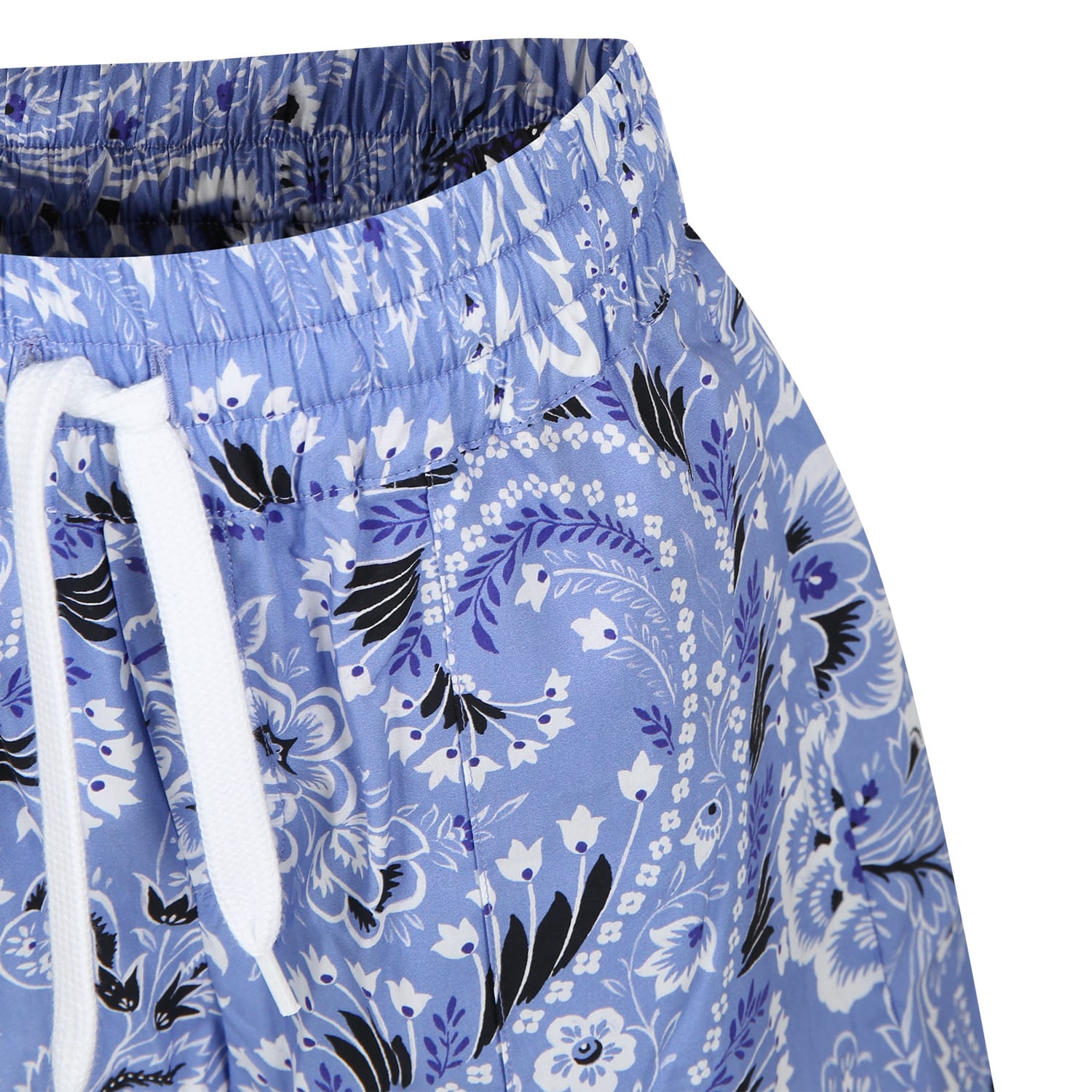 Shop Etro Sky Blue Casual Shorts For Boy With Paisley Pattern In Light Blue