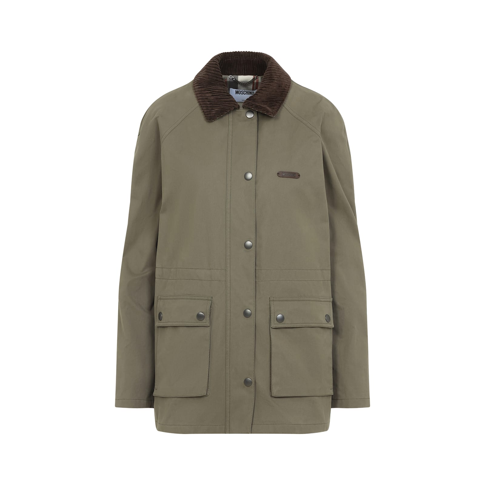 Moschino Logo Label Jacket With Elbow Patches In Green