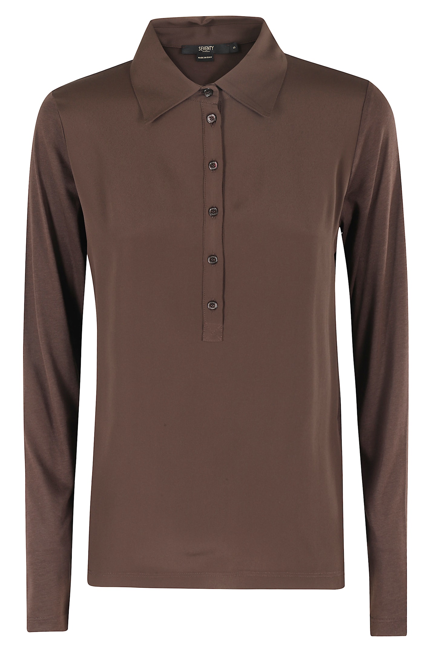 Seventy Long-sleeve Polo Top In Brown