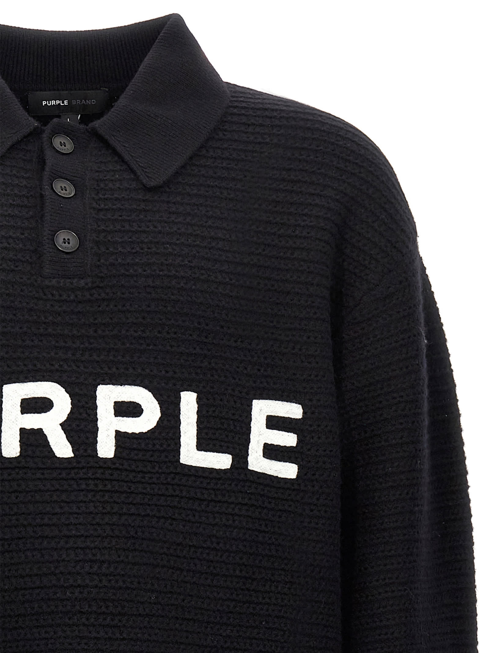 Shop Purple Brand Logo Embroidery Sweater In Black