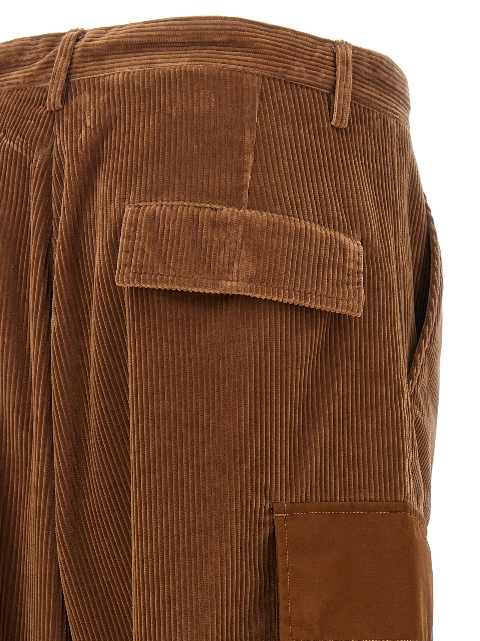 Shop Moncler Ribbed Velvet Pants In Brown