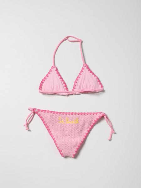 Shop Mc2 Saint Barth Bikini With Logo In Pink