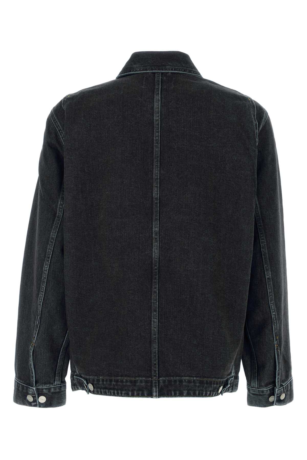 Carhartt Black Denim Og Double Front Jacket In Blackstonewashed