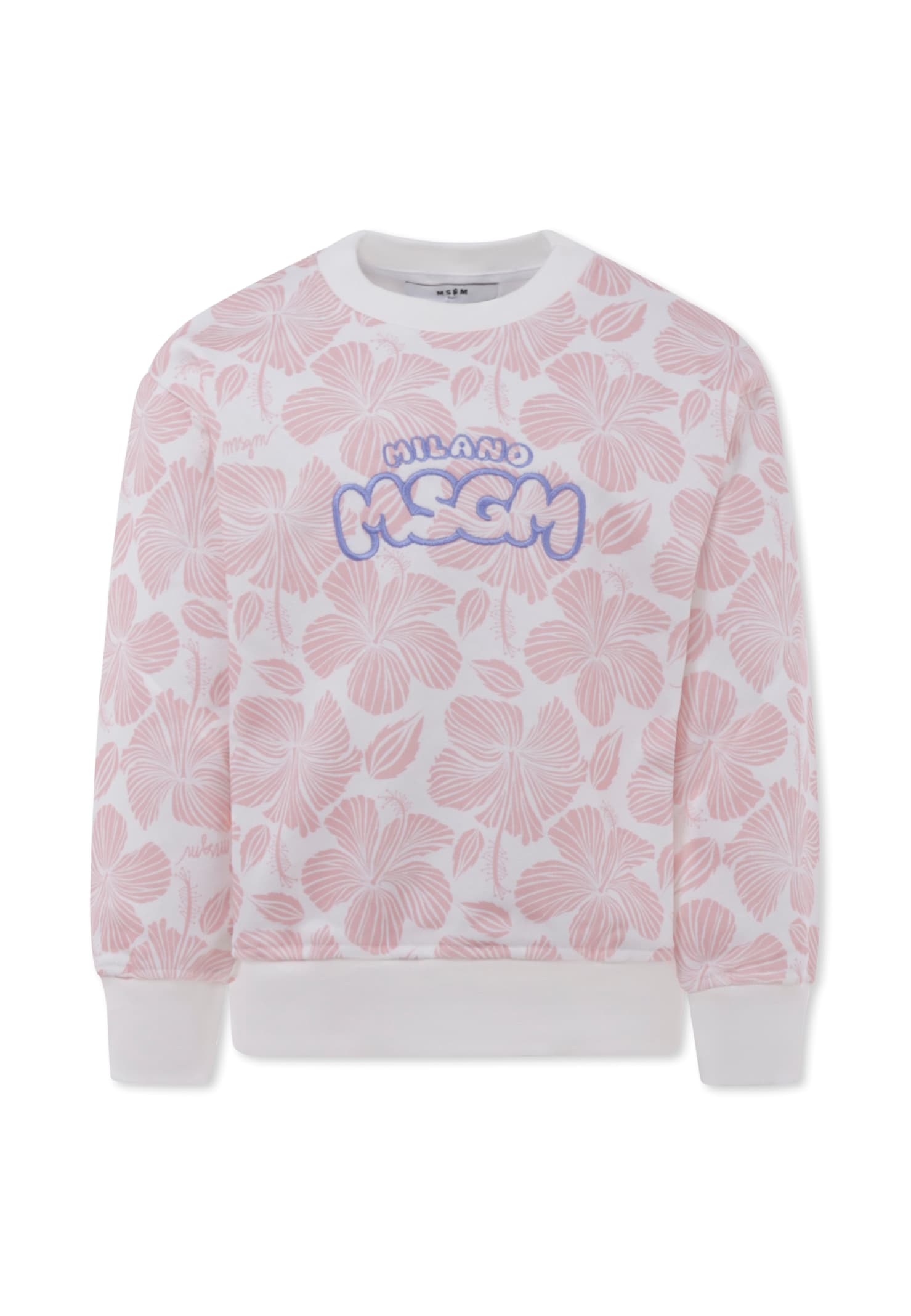 Msgm Floral-print Sweatshirt In Pink