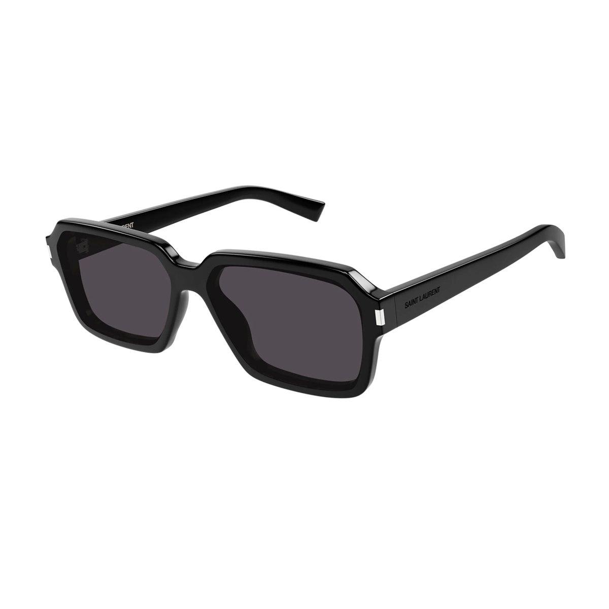 Shop Saint Laurent Square Frame Sunglasses In 001 Black Black Black