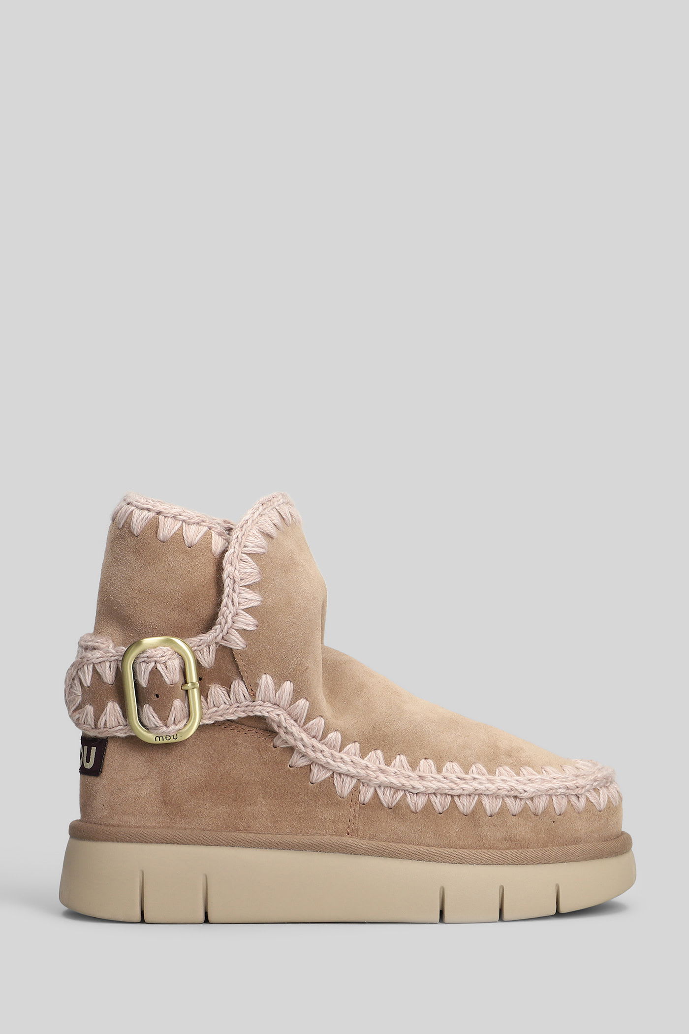 Mou Eskimo Bounce Ankle Boots Inside Wedge In Brown Suede In Brown