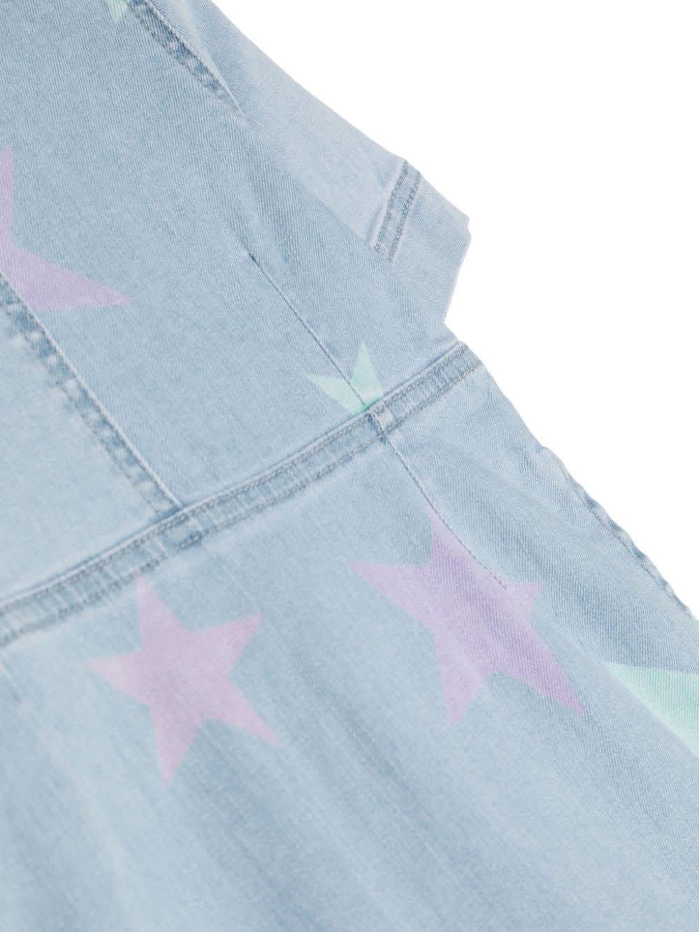Shop Stella Mccartney Denim T-shirt Dress With Star Print In Blue