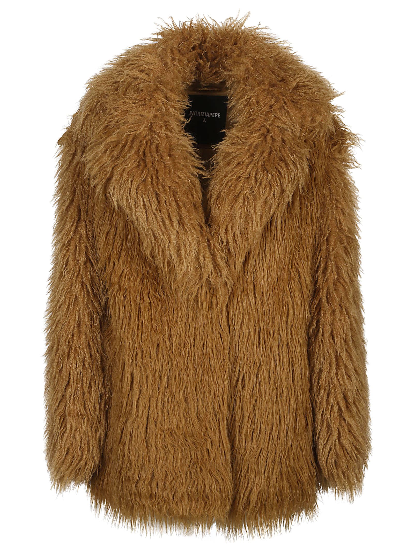 Patrizia Pepe Wide-lapel Coat In Brown