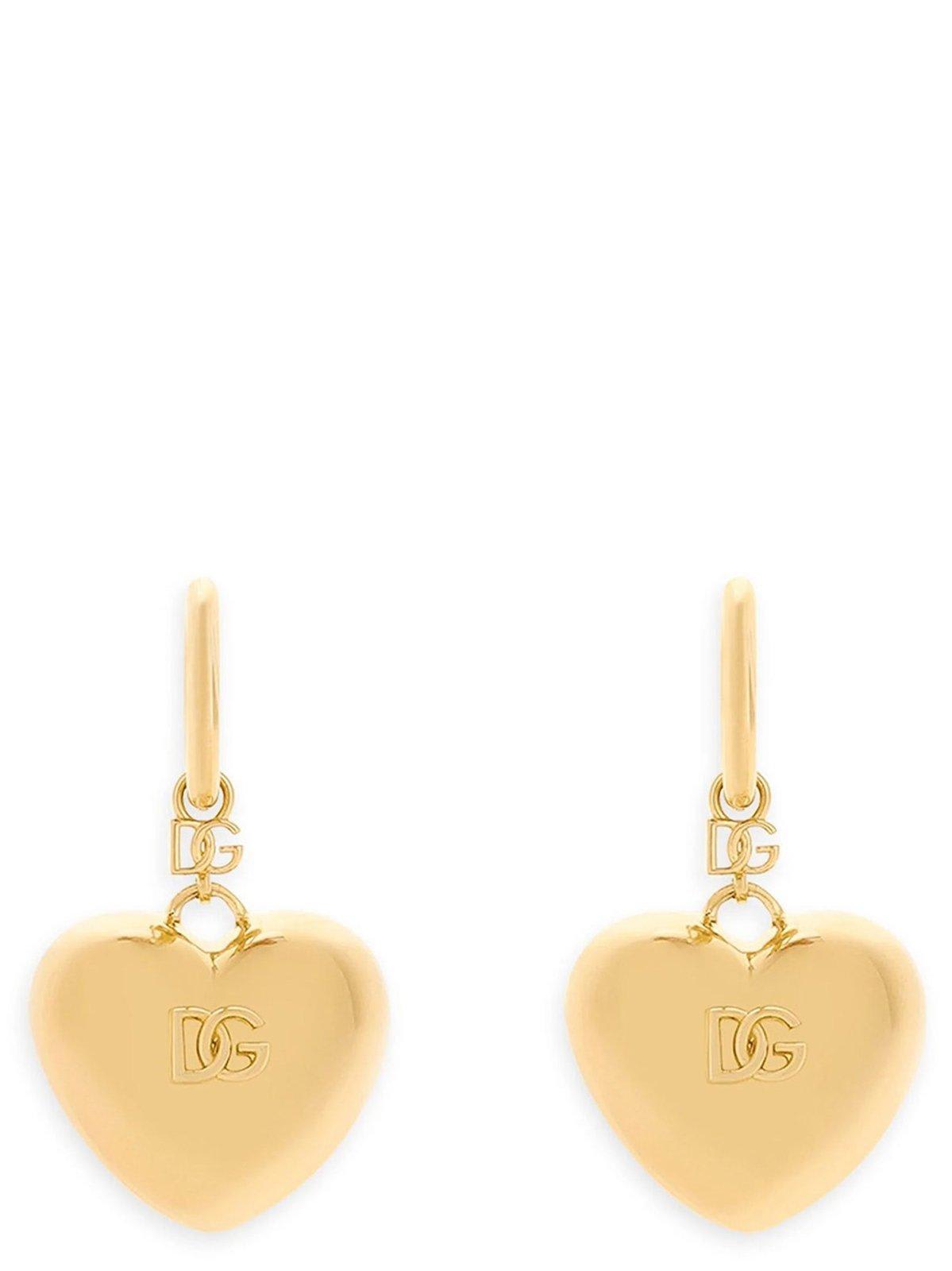 Shop Dolce & Gabbana Heart Drop Earrings In Golden