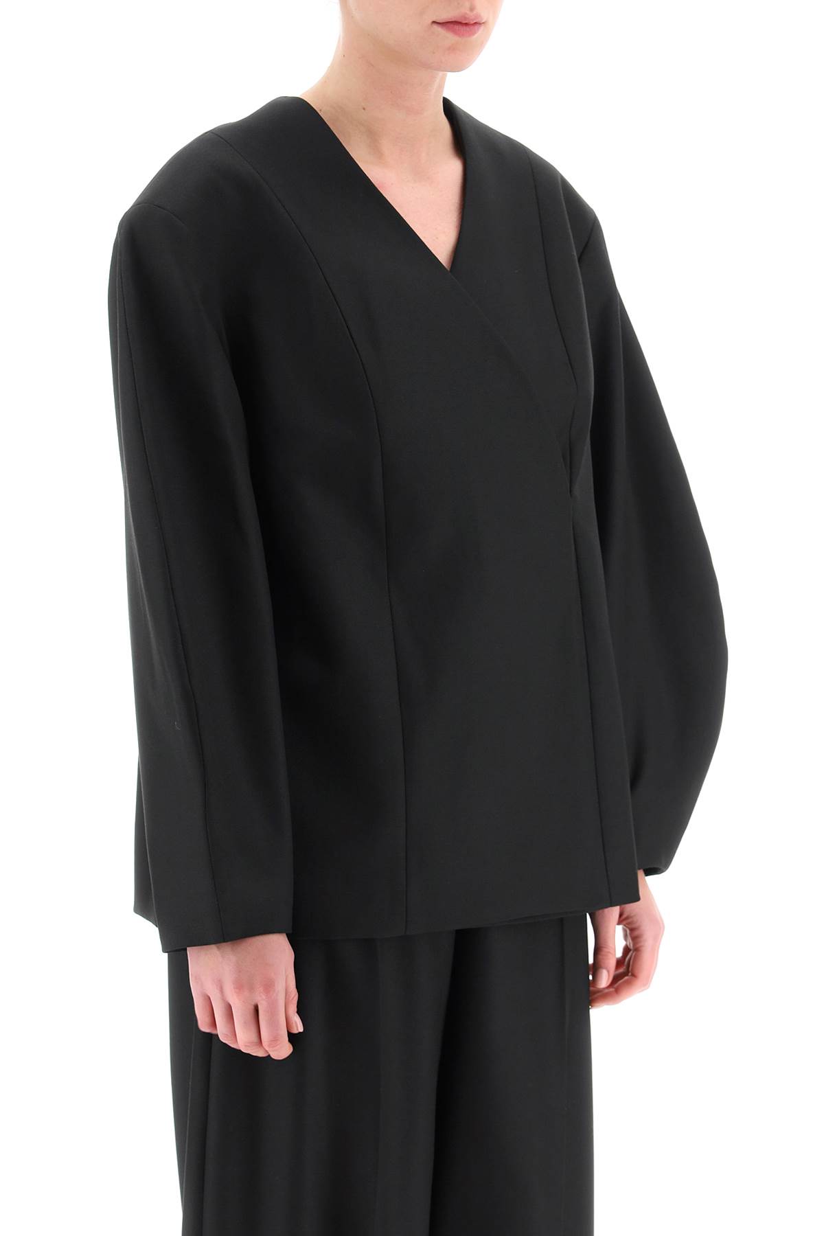 Shop By Malene Birger Gardis Bouffant Sleeve Blazer In Black (black)