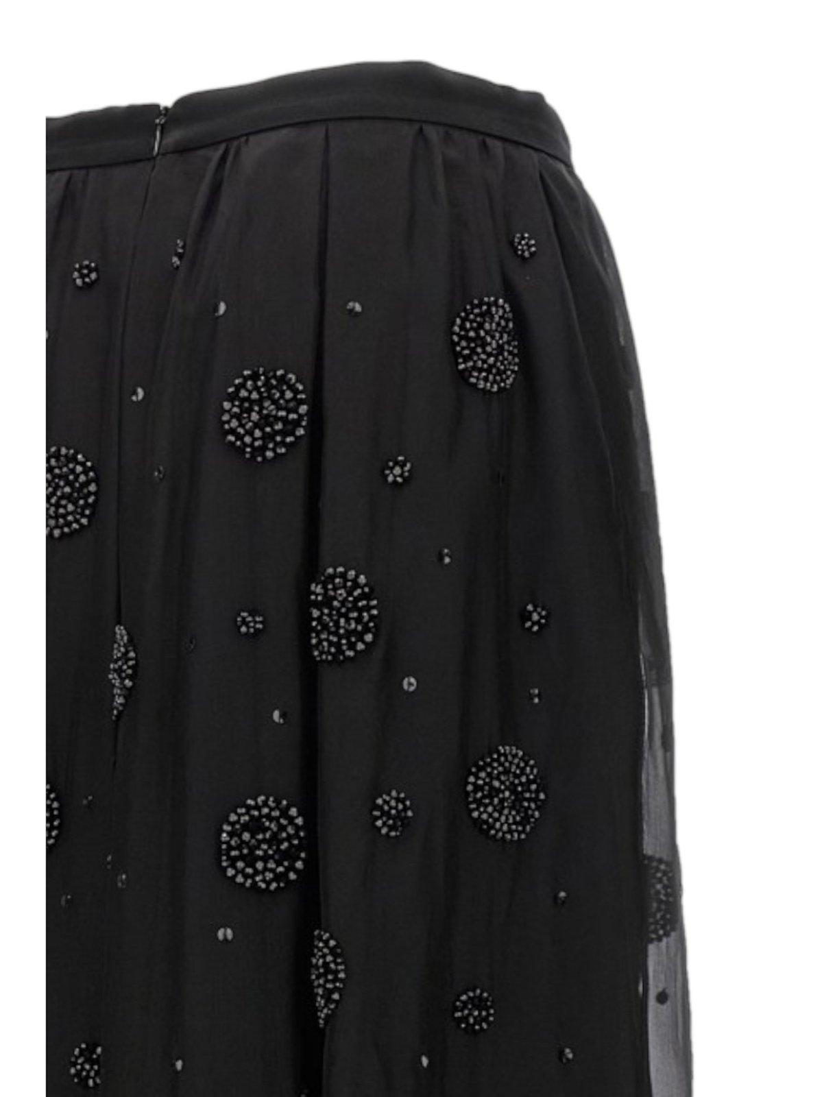 Shop Max Mara All-over Embellished Long Skirt In Black