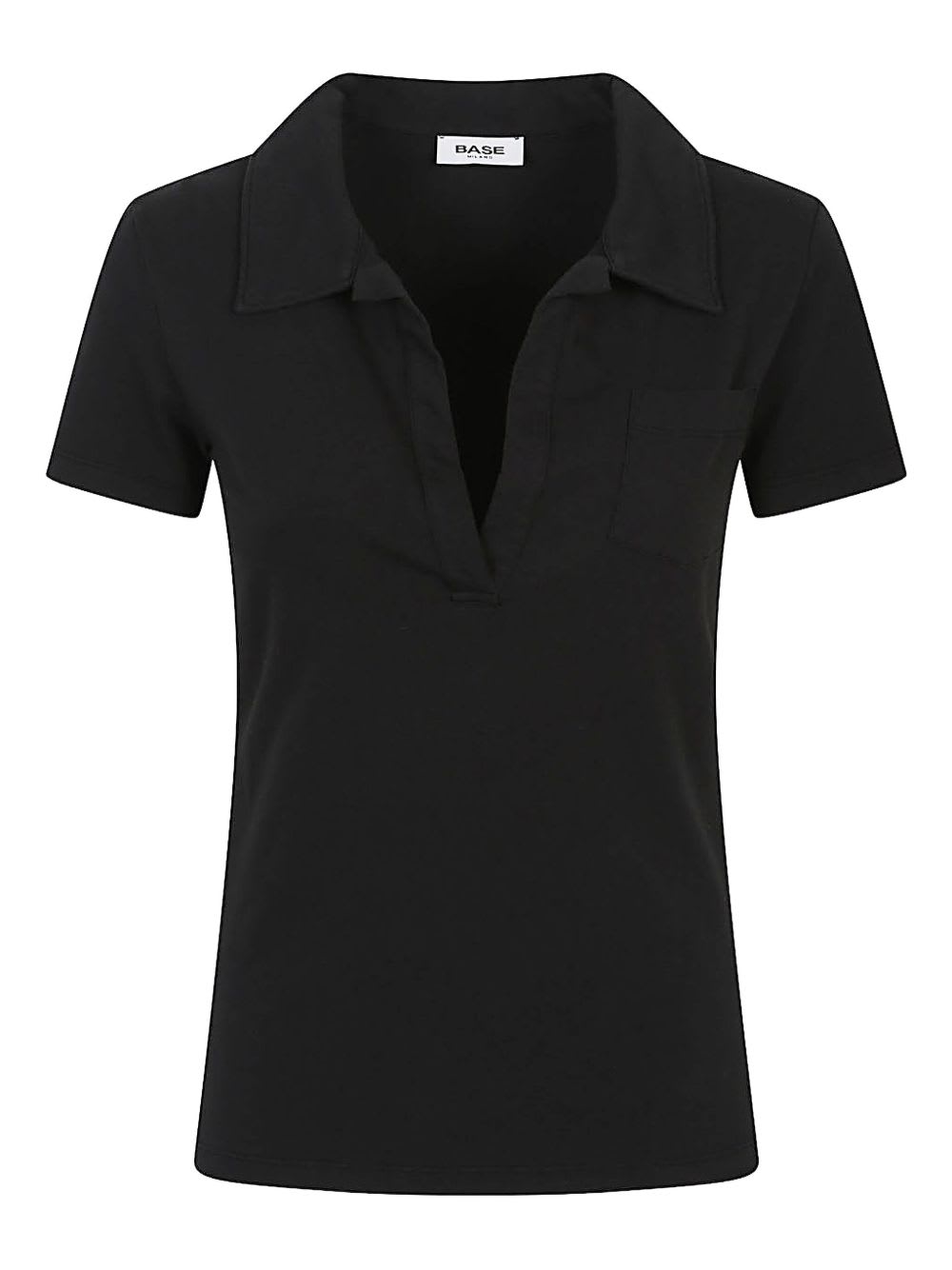 Base Patch-pocket Polo-collar T-shirt In Black