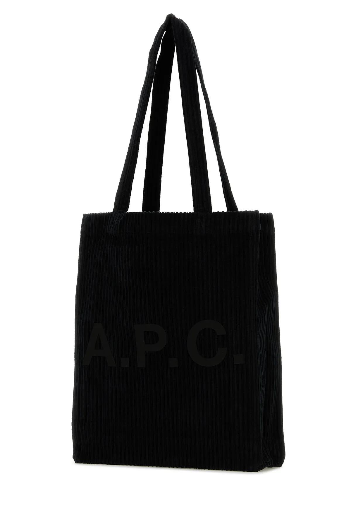 Shop Apc Black Corduroy Lou Shopping Bag