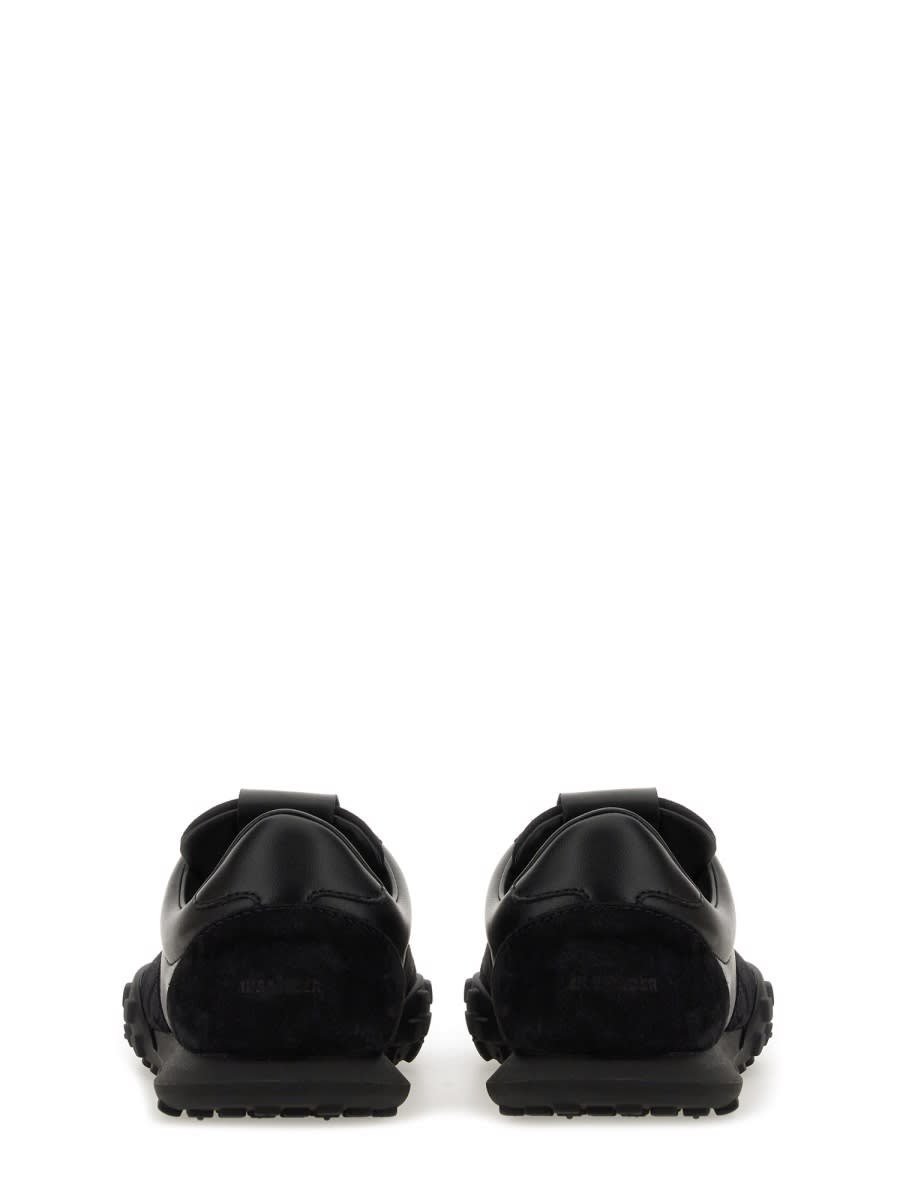 Jil Sander Suede Panel Round Toe Rubber Sole Sneakers In Black