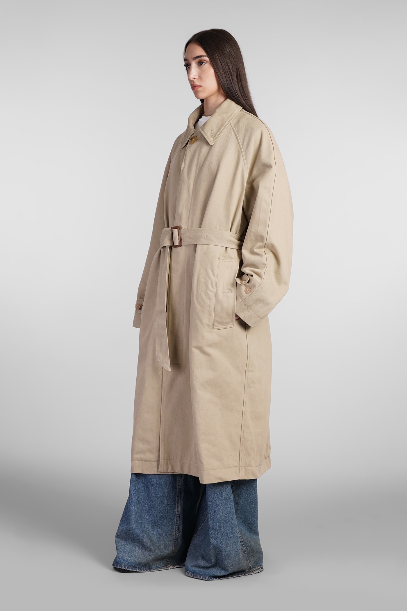 Shop Haikure Thatcher Bull Ley Trench In Beige Cotton