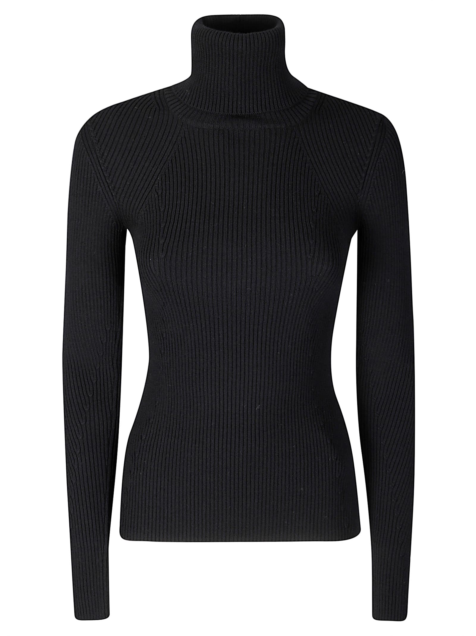 Junya Watanabe Ribbed Knit High Neck Sweater In Black