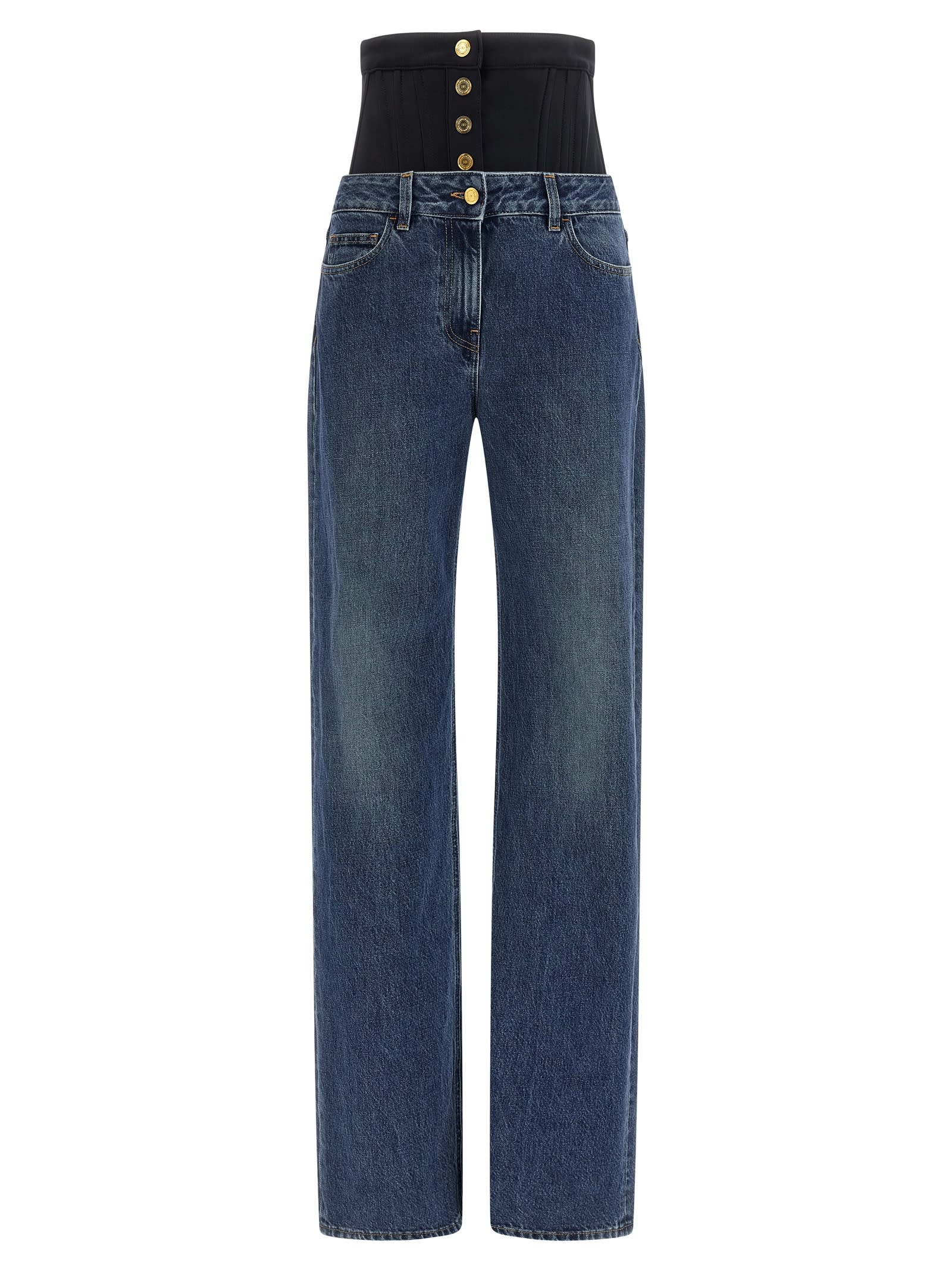 Elisabetta Franchi Corset-waistband Jeans In Blue