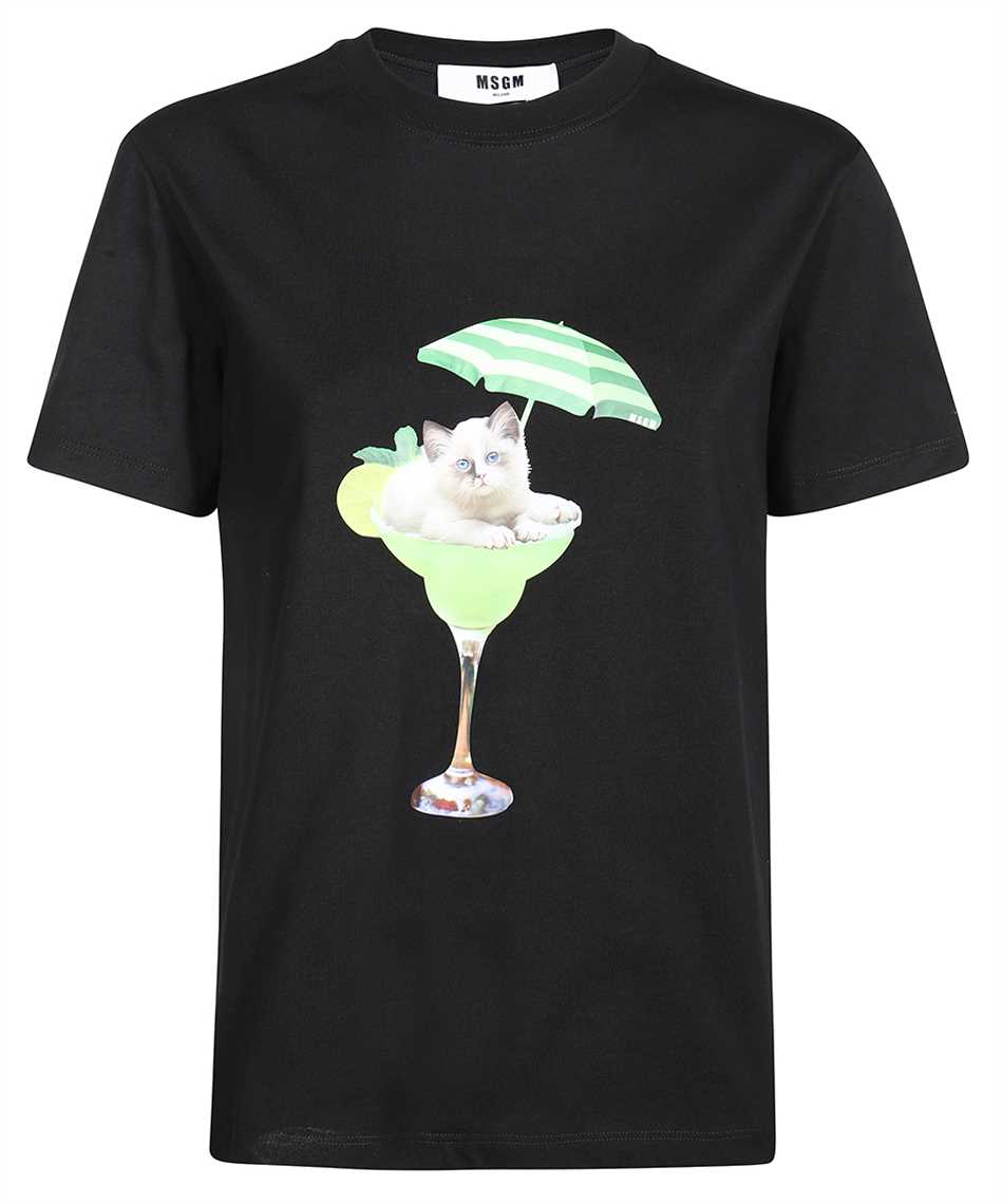 Msgm Cat Printed T-shirt In Black