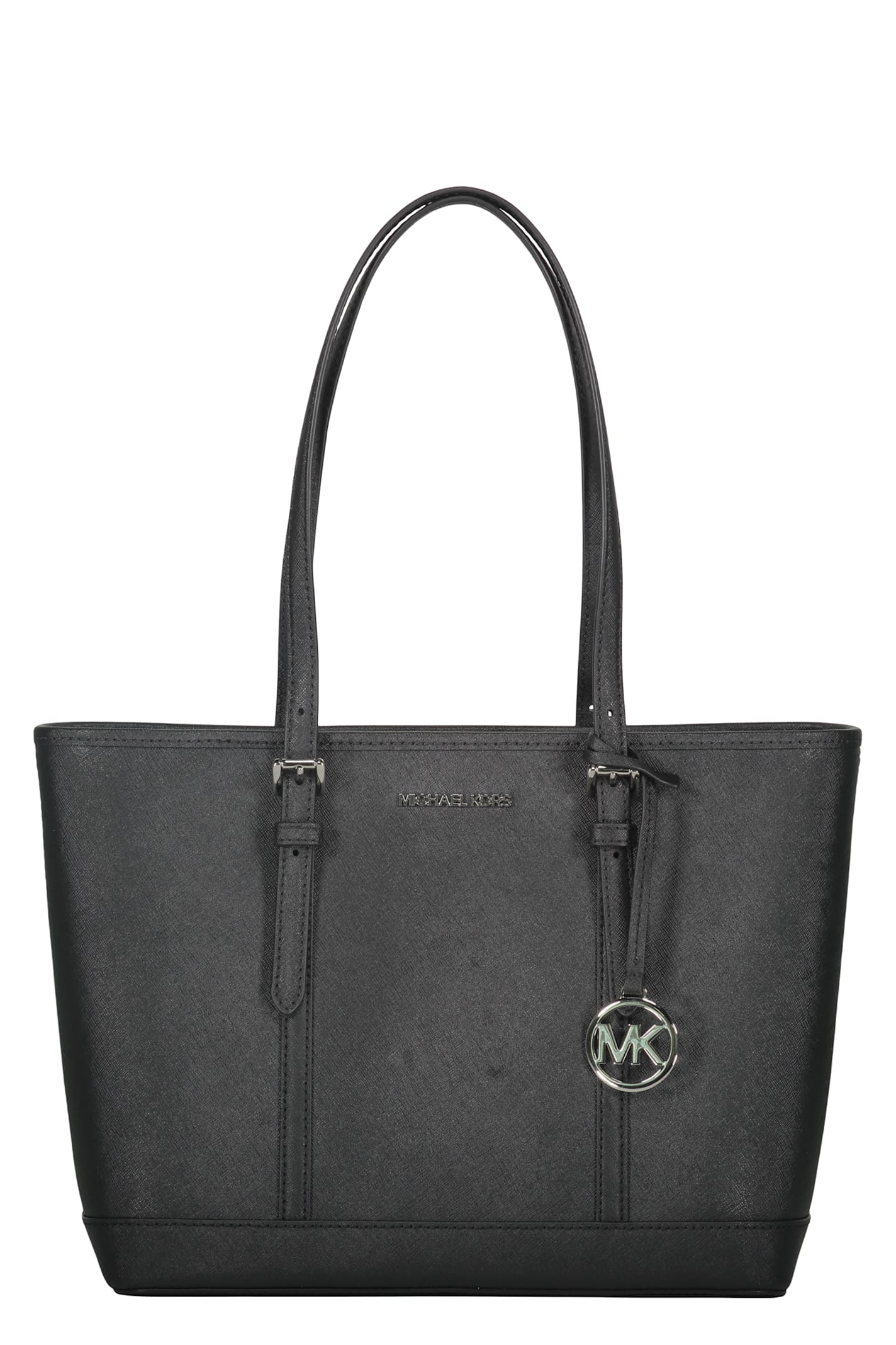 Michael Kors Jet Set Leather Tote Bag In Black