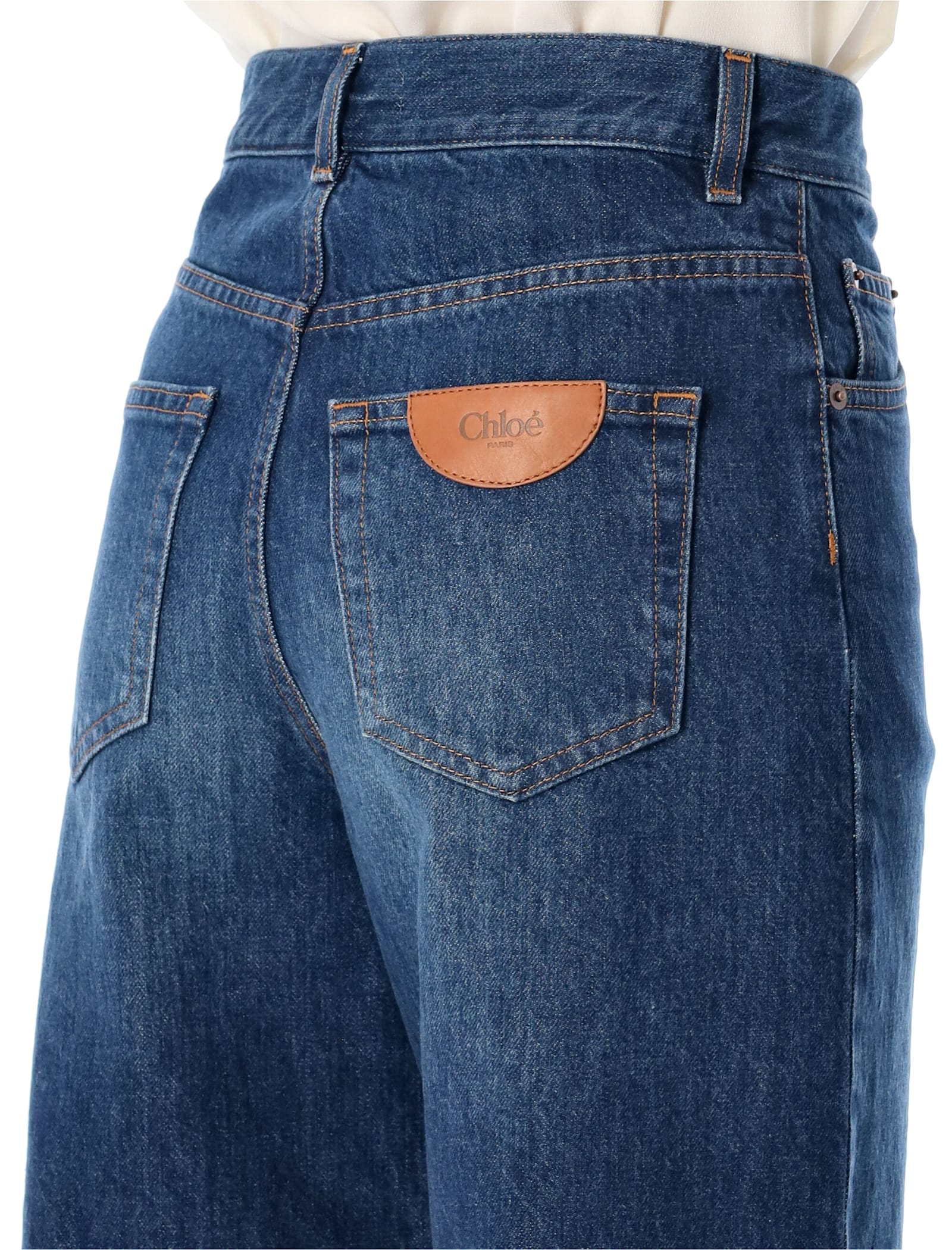 Shop Chloé Wide Denim Raw Cut In Night Blue