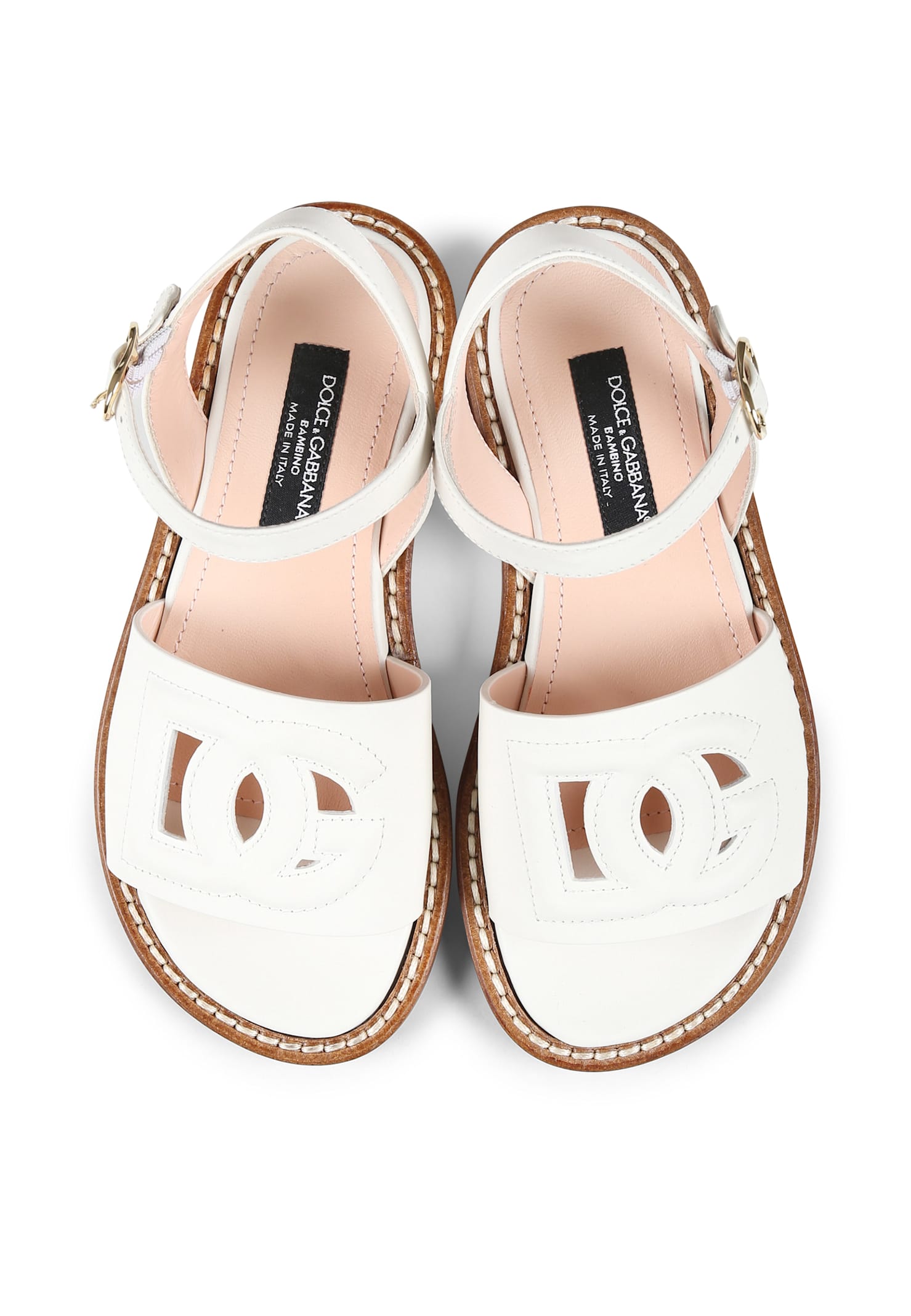 Shop Dolce & Gabbana White Sandals For Girl With Dg Logo