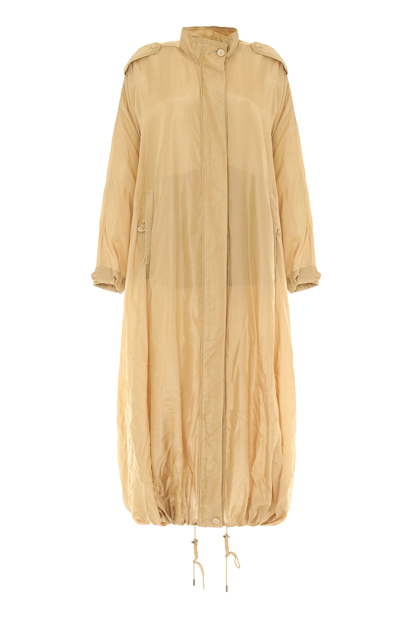 Alberta Ferretti Silk Blend Trench Coat In Brown