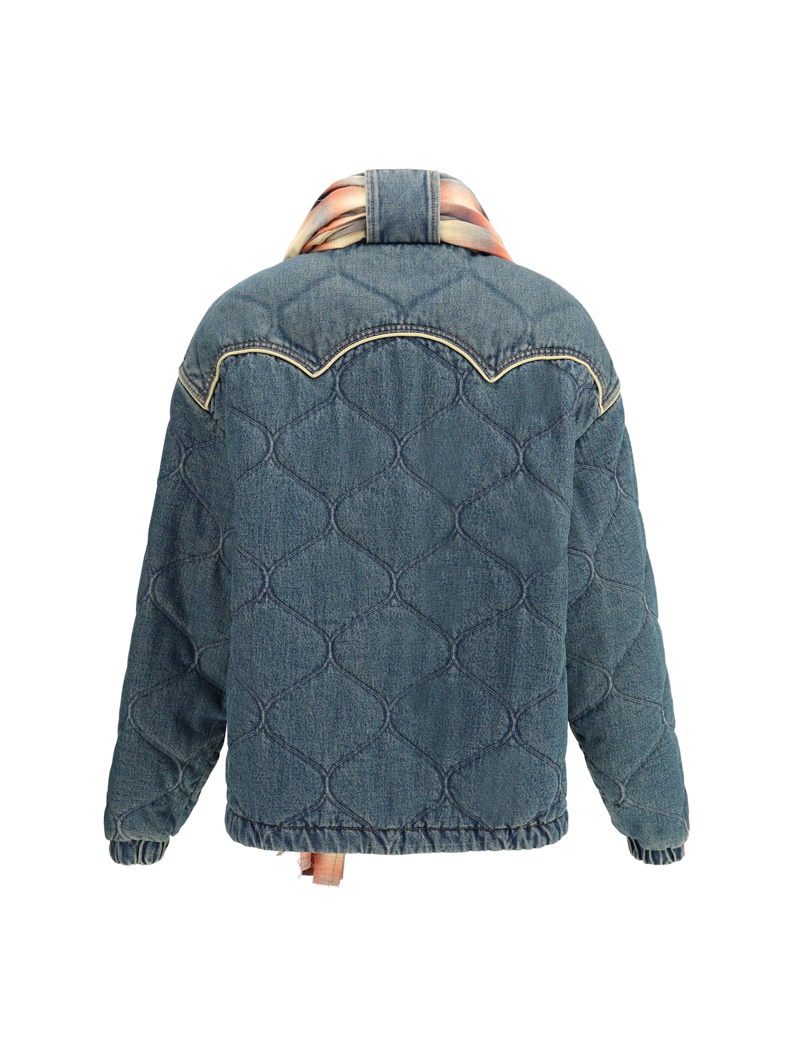 Marbell Kate Denim Jacket With Scarf Dirty Wash In Blue