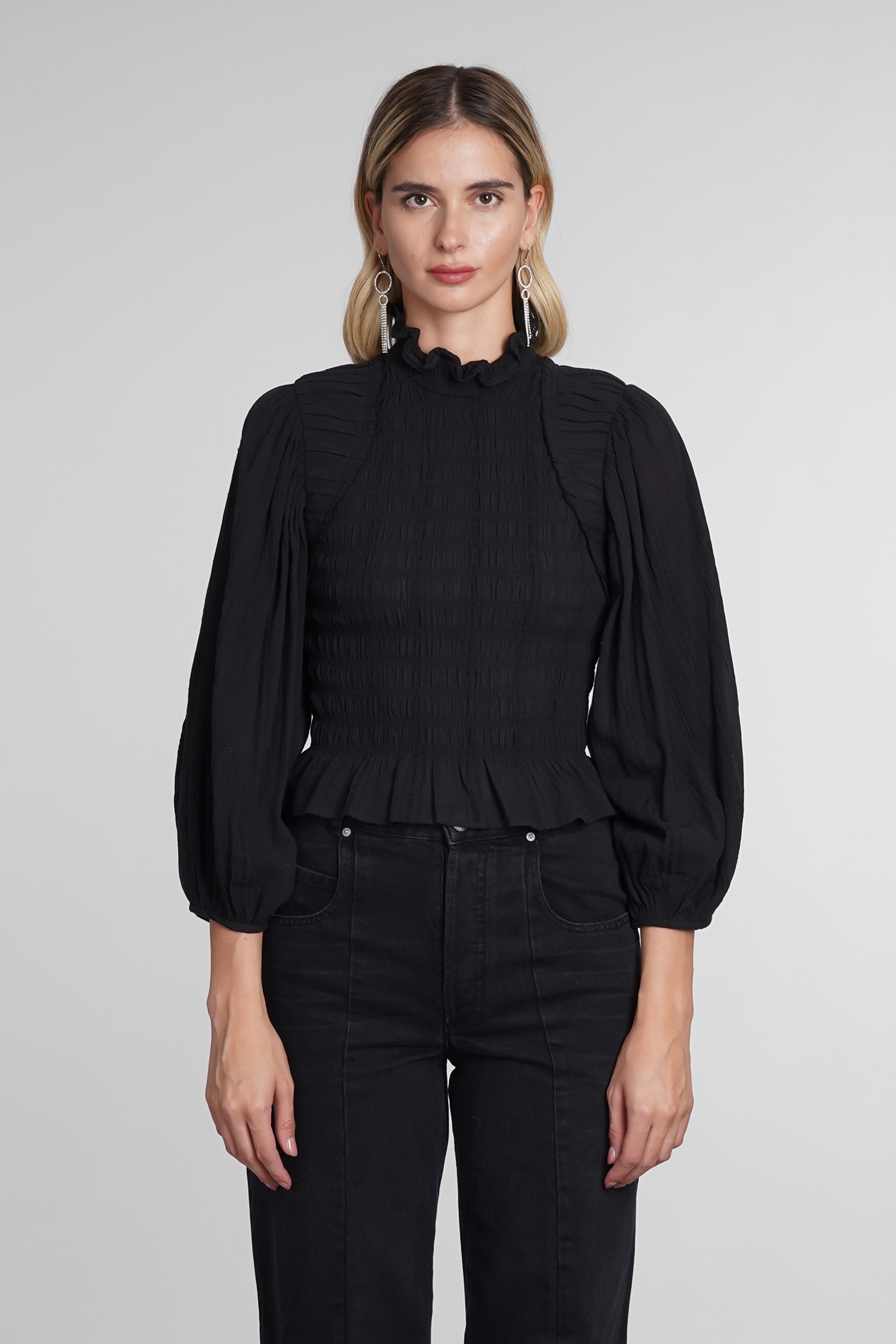 MARANT ETOILE IDRIS BLOUSE IN BLACK COTTON