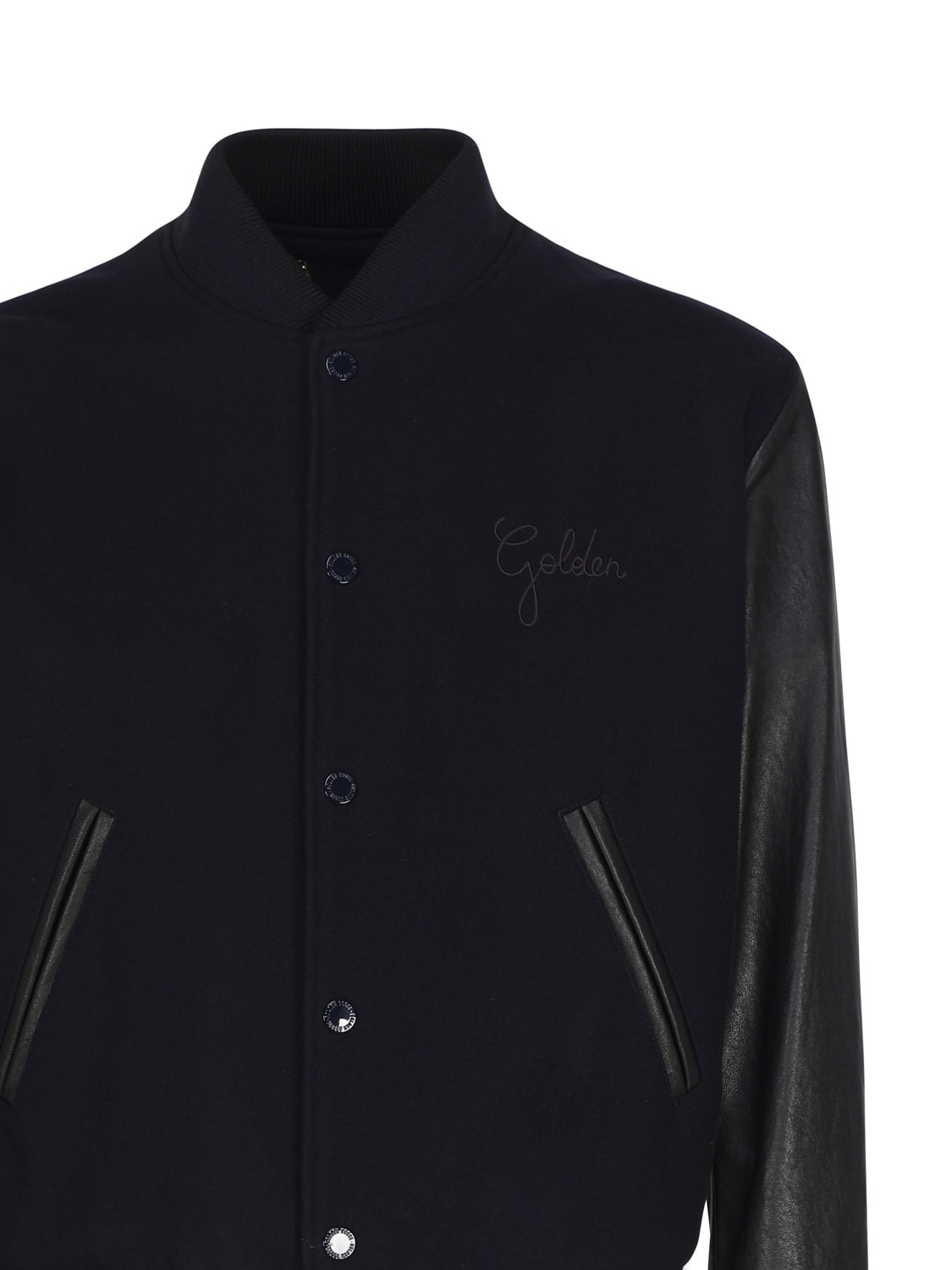Golden Goose Aleandro Bomber Jacket With Leather Sleeves In Black