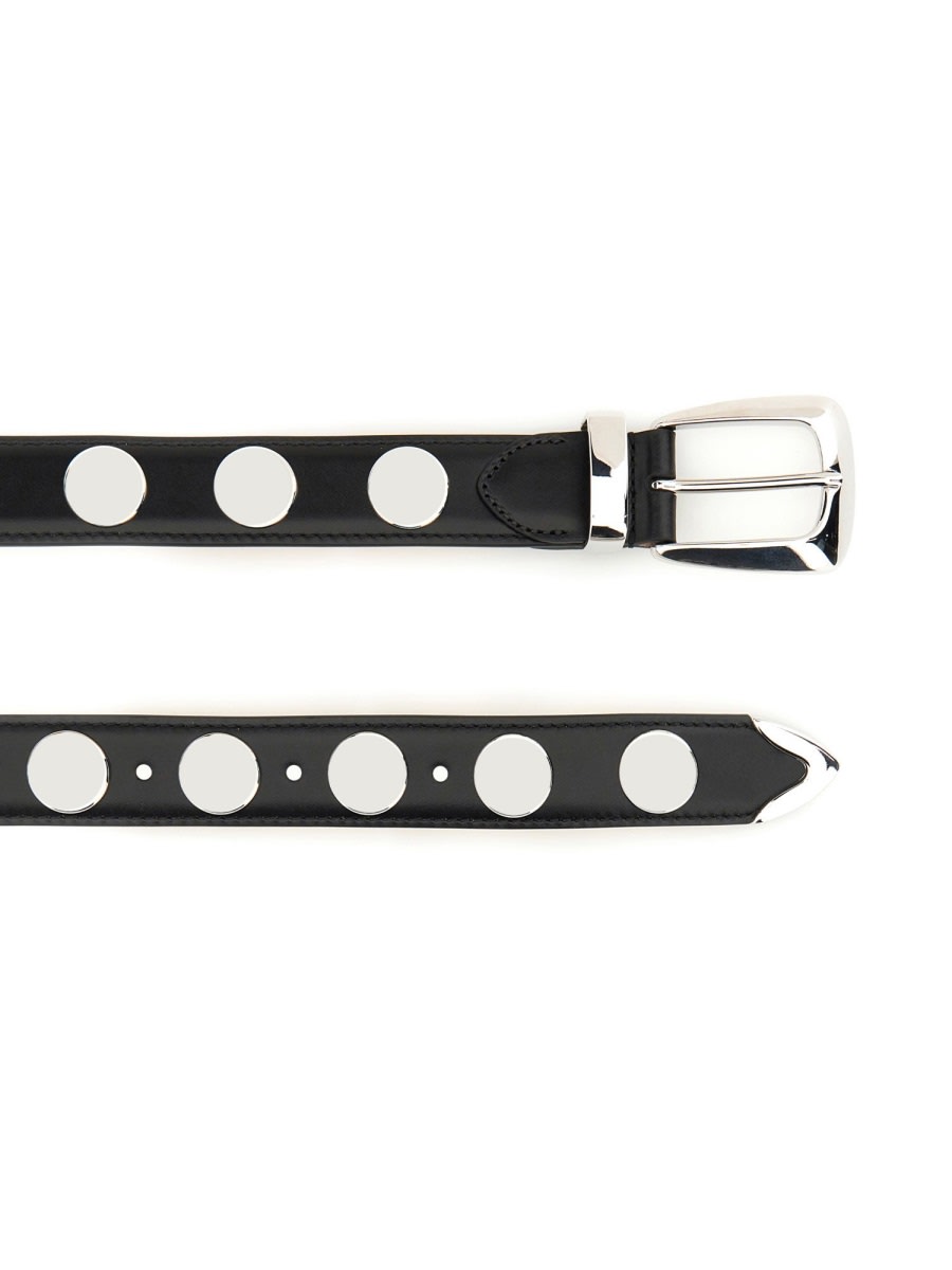 Khaite Benny Belt Whit Silver Stud Bucke In Black