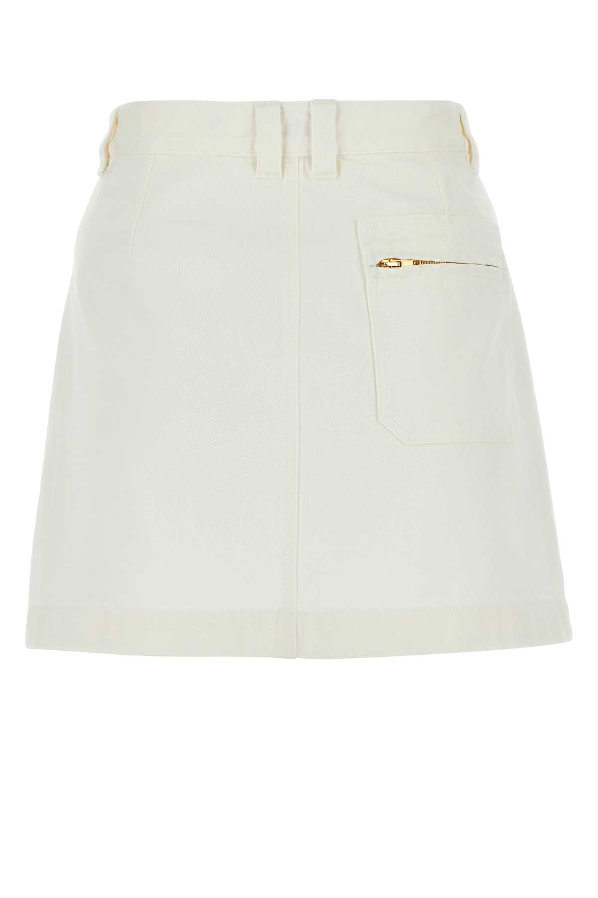 Apc White Denim Sarah Mini Skirt In Offwhite
