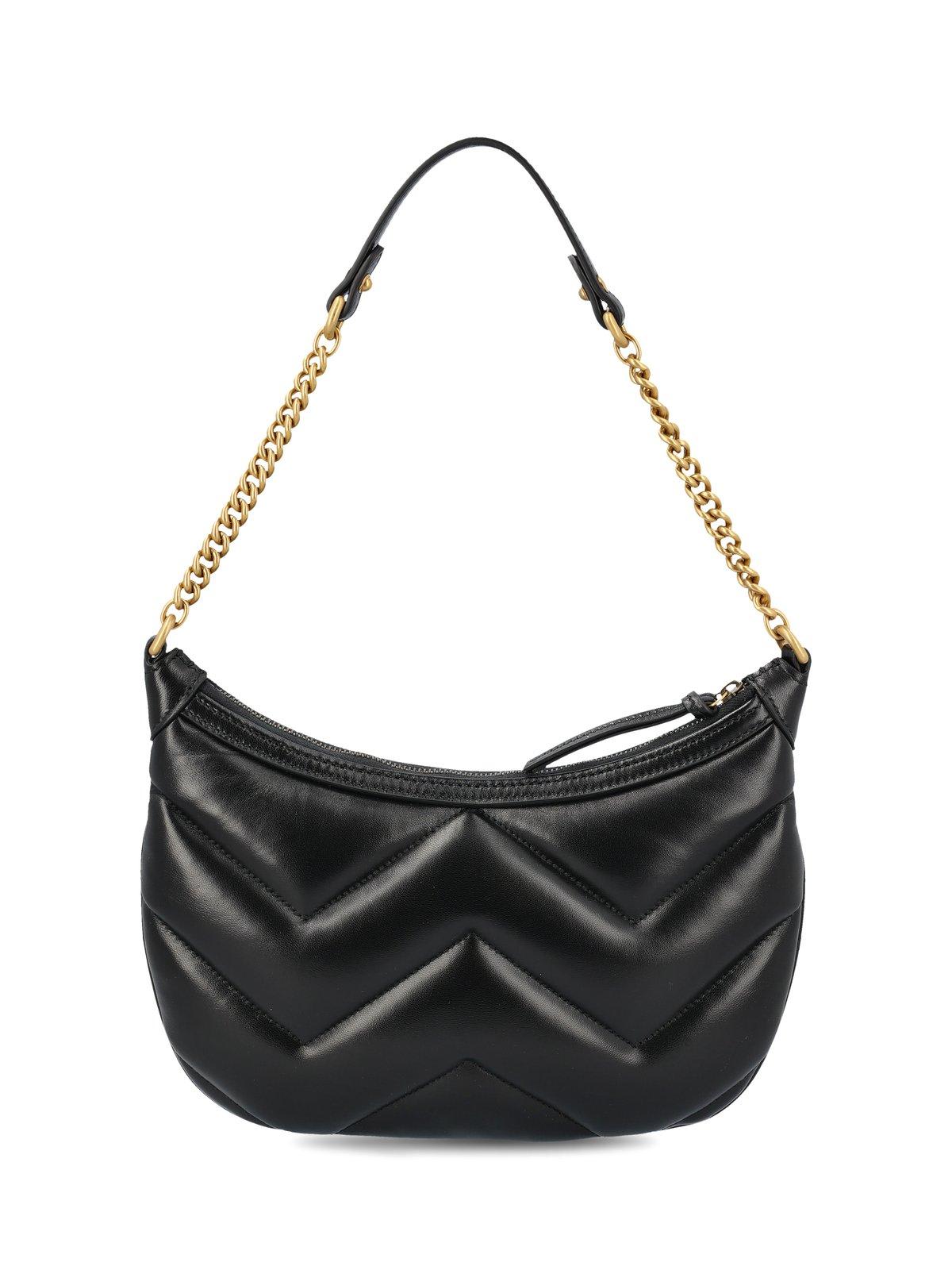 Shop Gucci Gg Marmont Small Shoulder Bag In Black