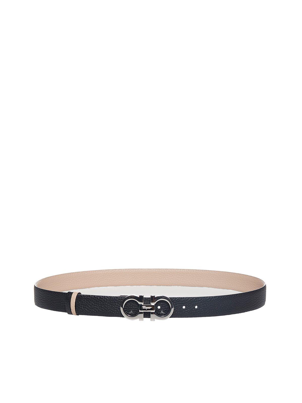 Ferragamo Gancini Buckle Reversible Belt In Nude