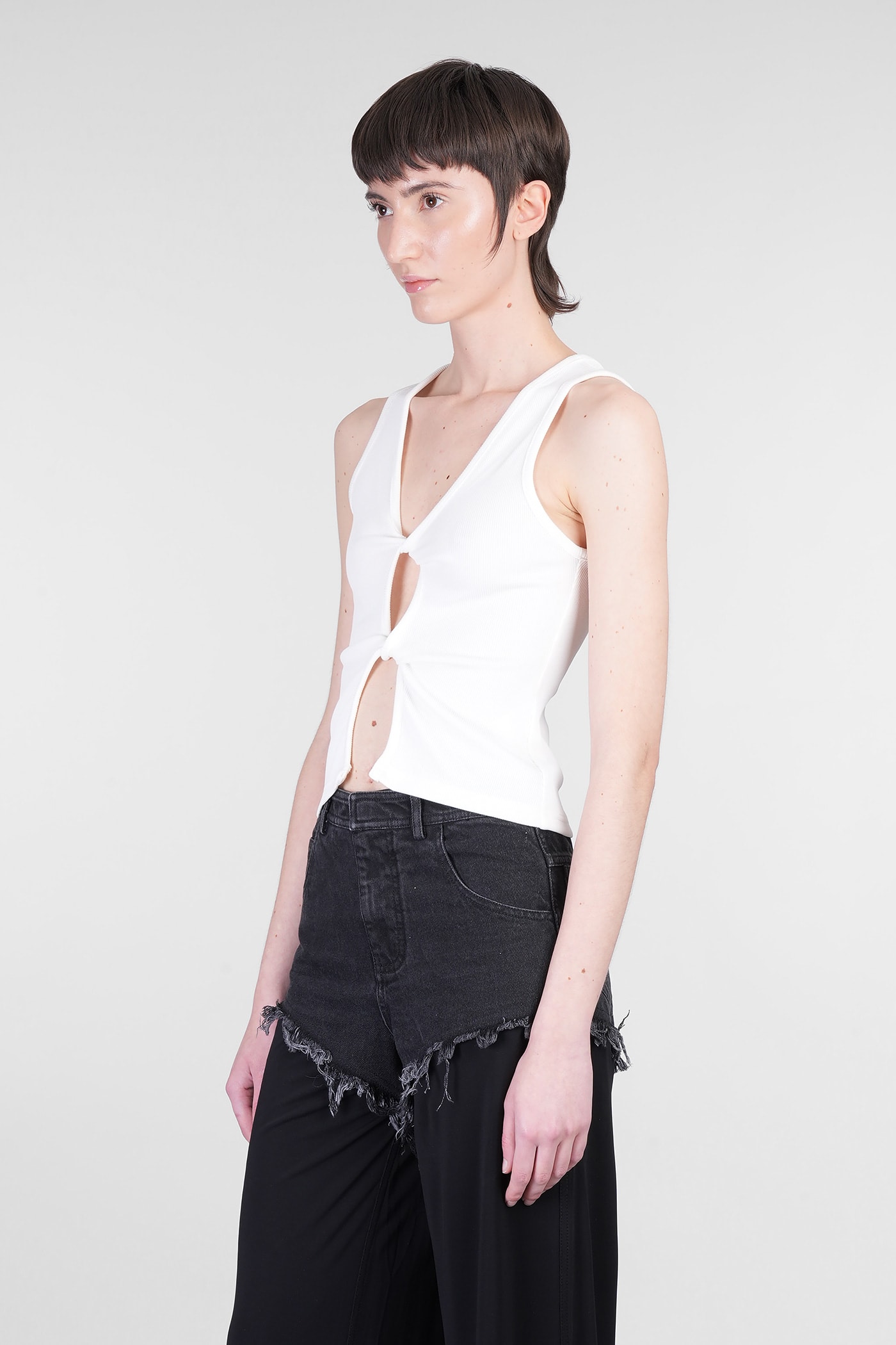 Christopher Esber Tank Top In White Polyester In Multi