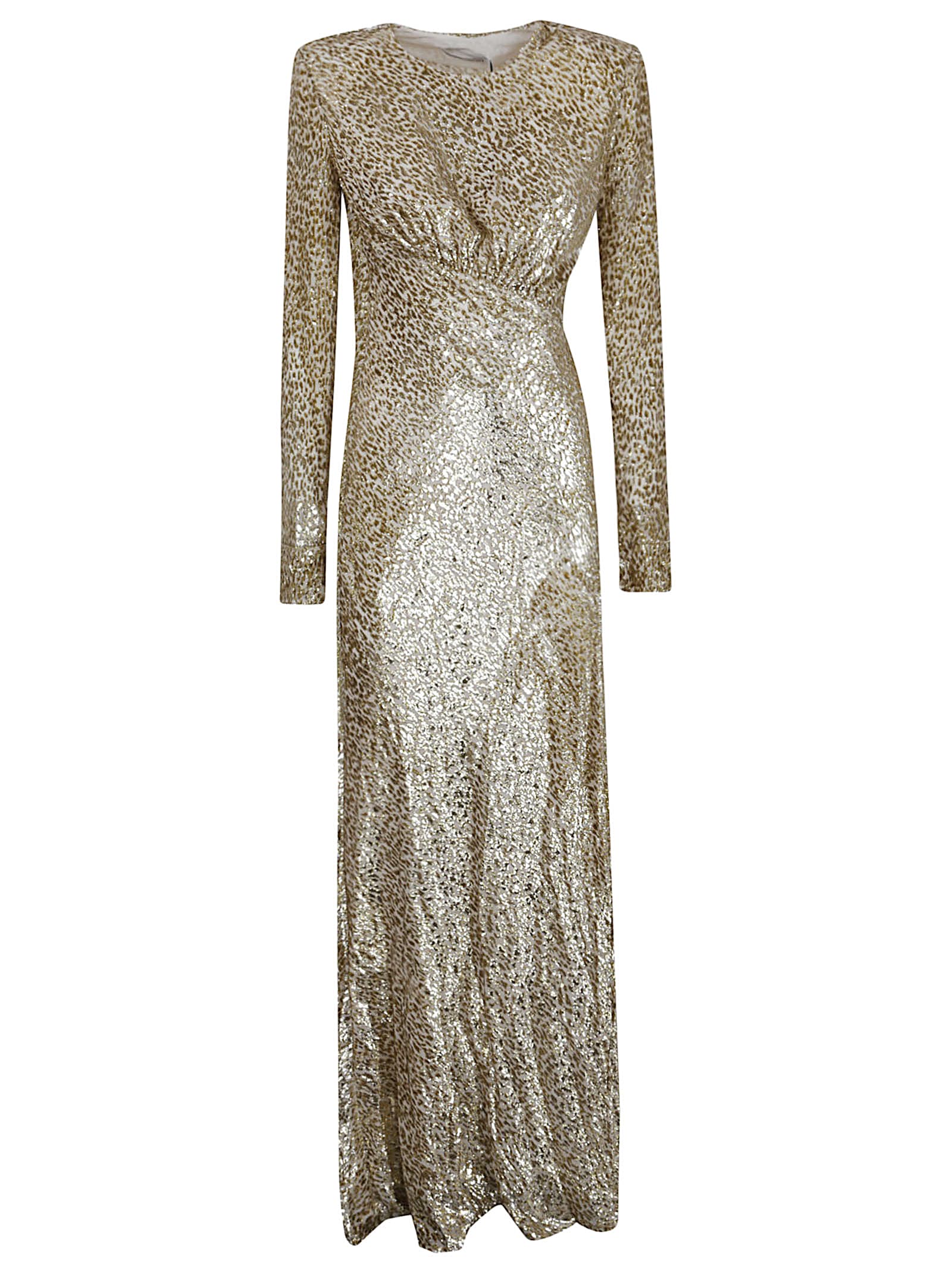 Self-portrait Long Dress In Gold Thread In Gold