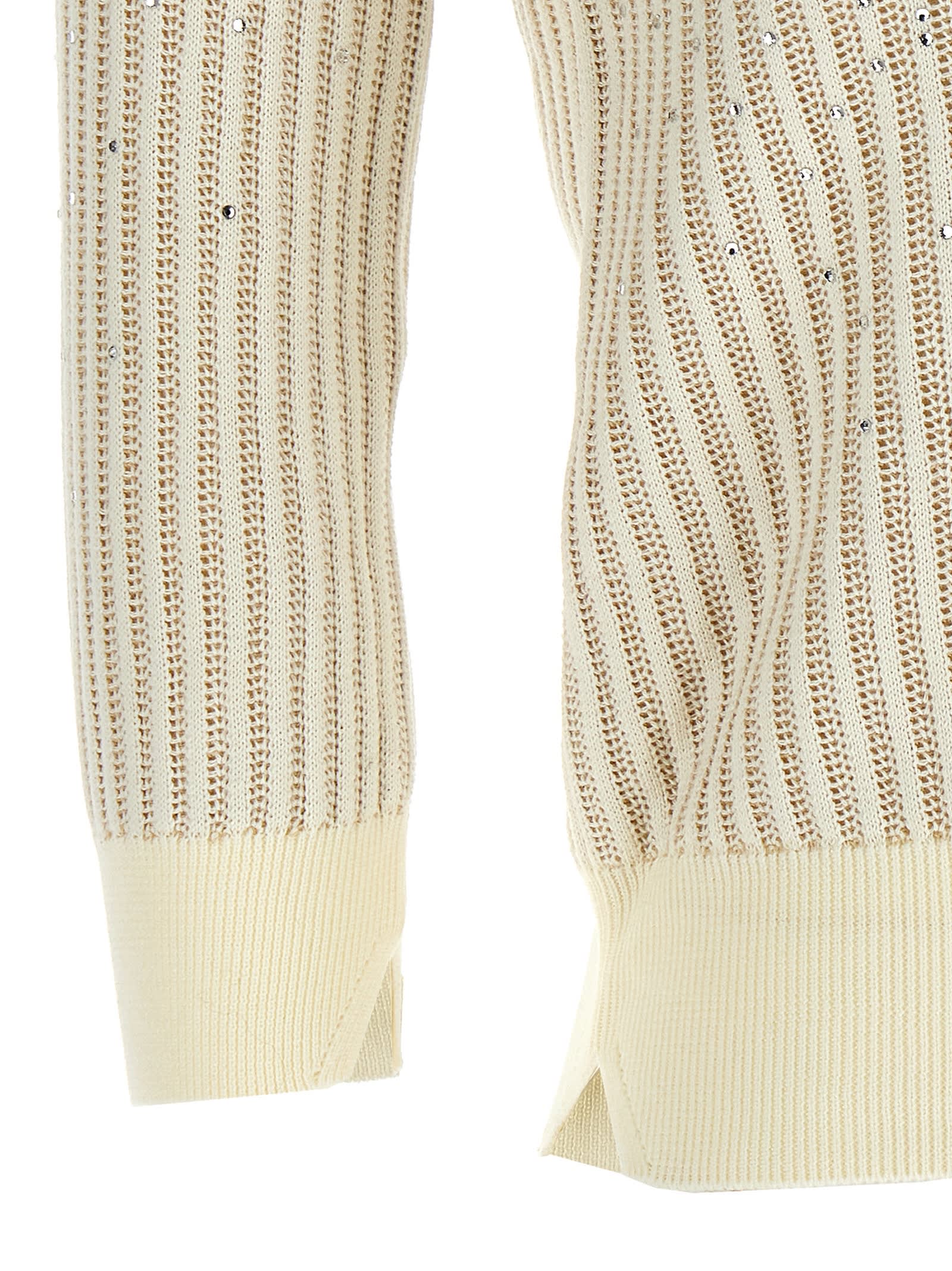 Ermanno Scervino Rhinestone Sweater Sweaters And Cardigans In White