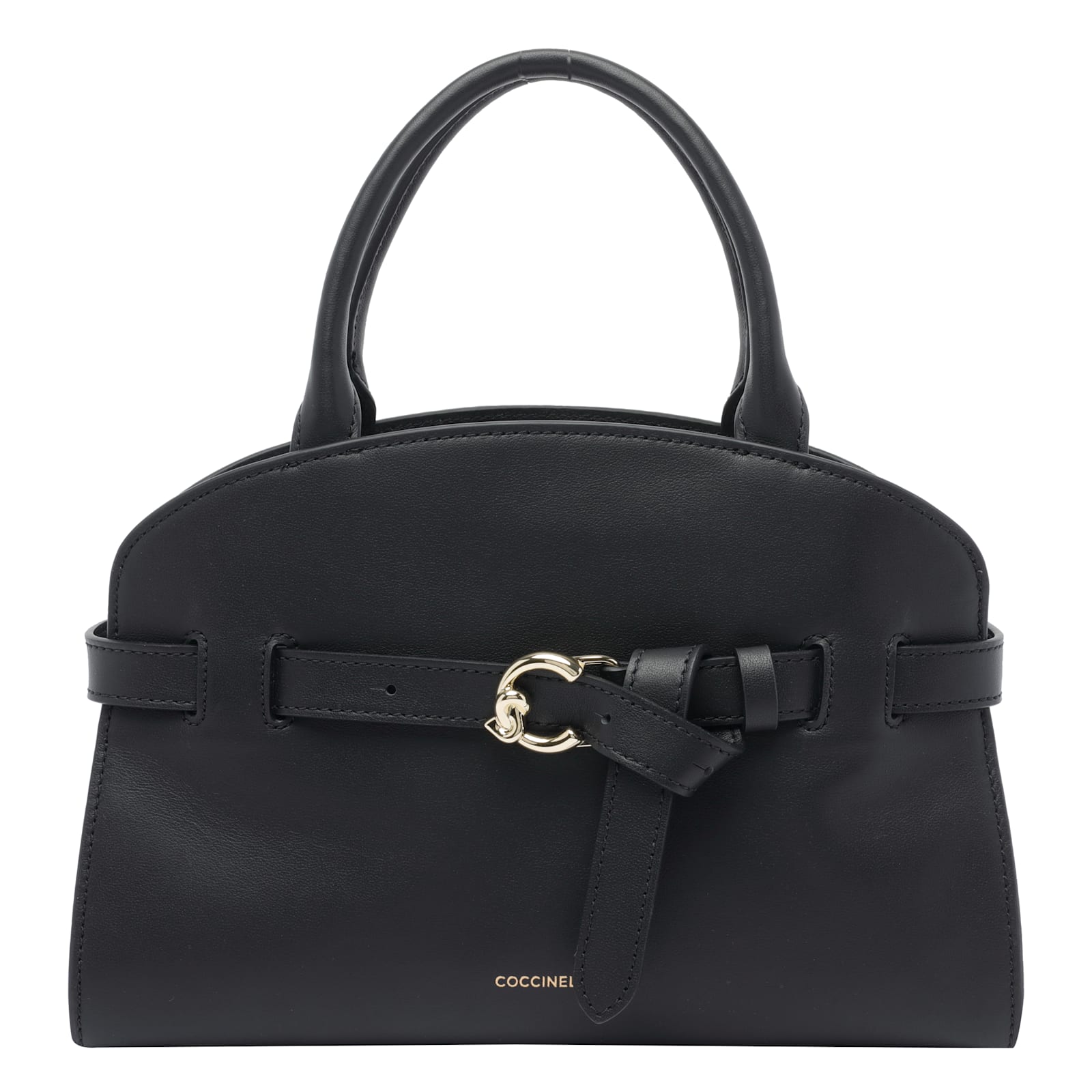 Coccinelle Medium Sabine Belted Cowhide Tote Bag In Black