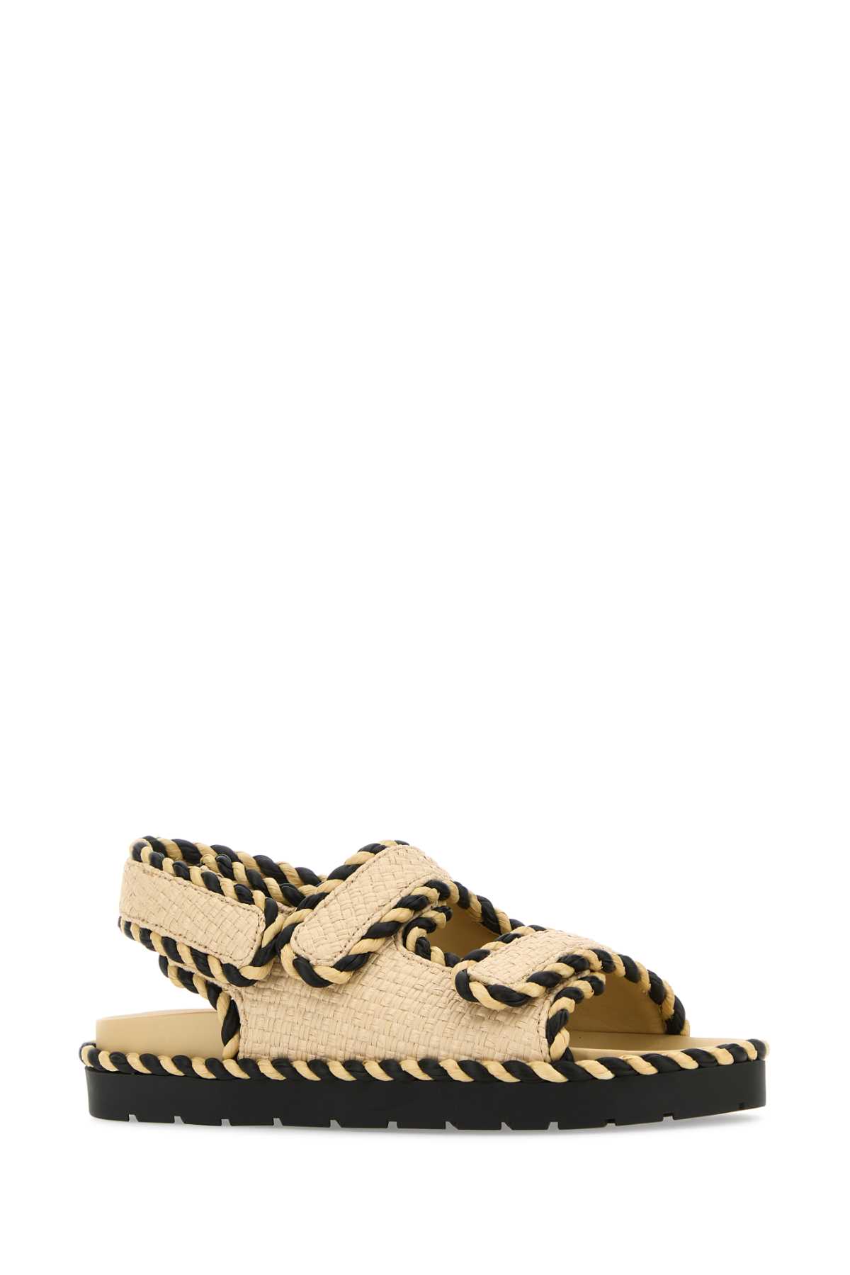 Shop Bottega Veneta Sand Raffia Jack Sandals In Raffiablack