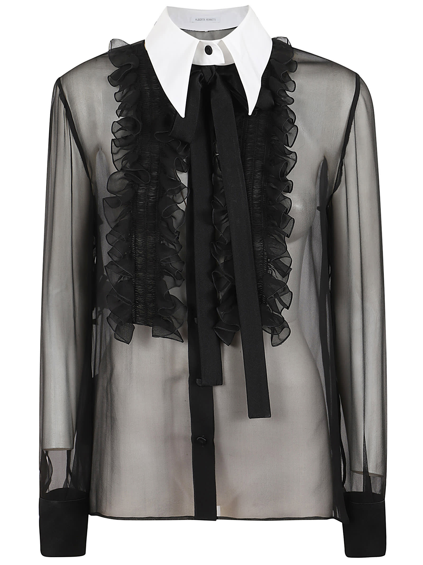 Shop Alberta Ferretti Shirt Chiffon Organico In Nero