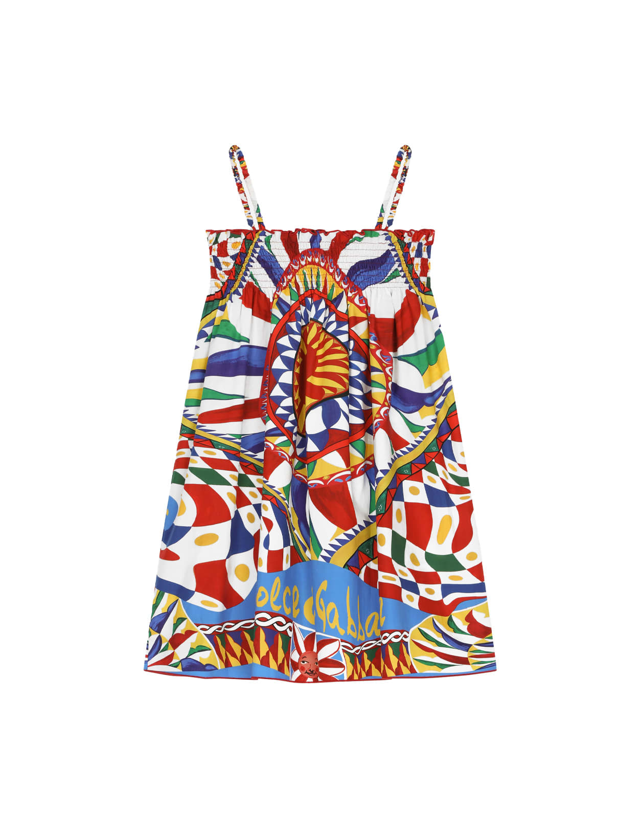 Shop Dolce & Gabbana Sundress In Poplin With Cart Print In Multicolour