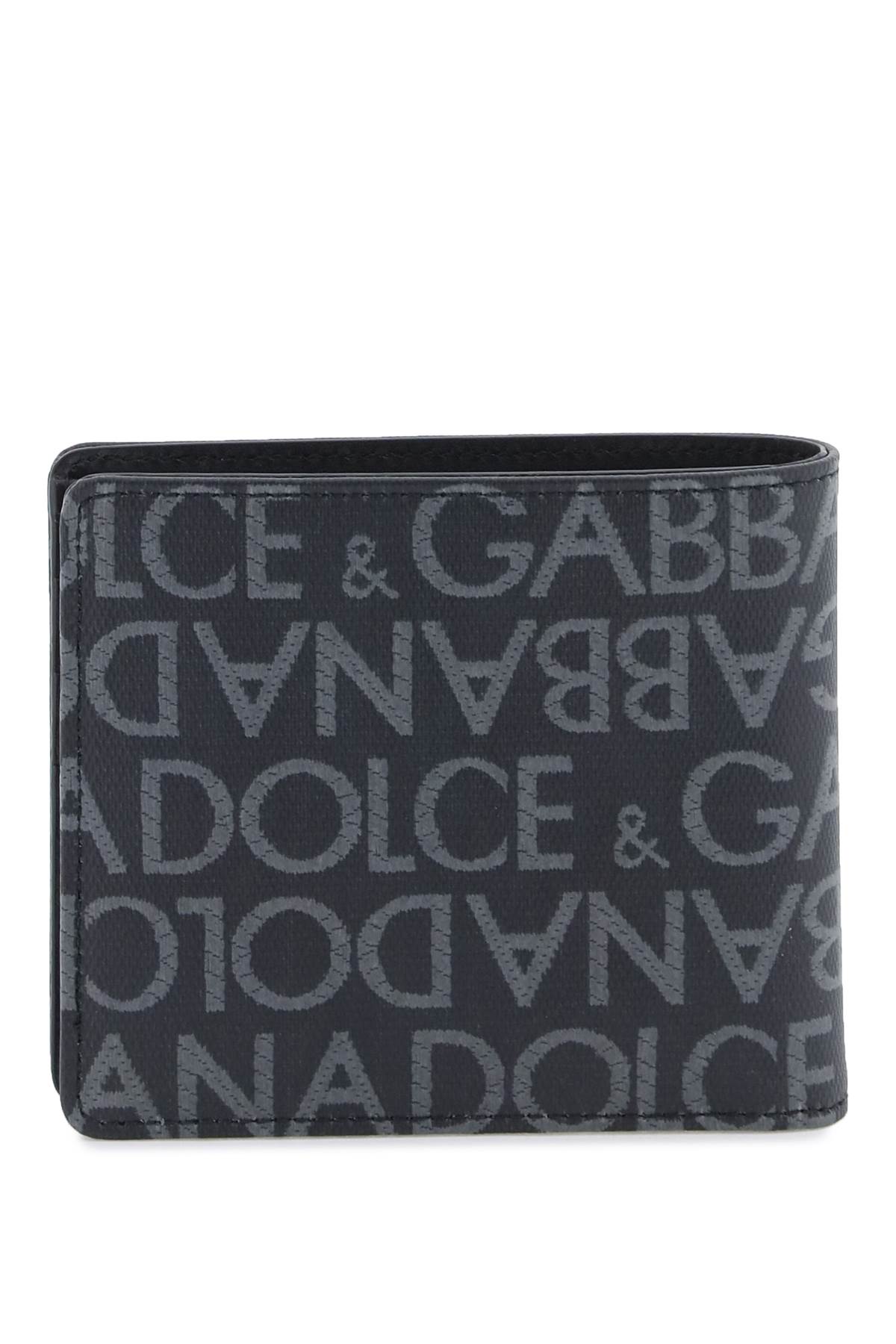 Shop Dolce & Gabbana Jacquard Logo Wallet In Nero/grigio (grey)