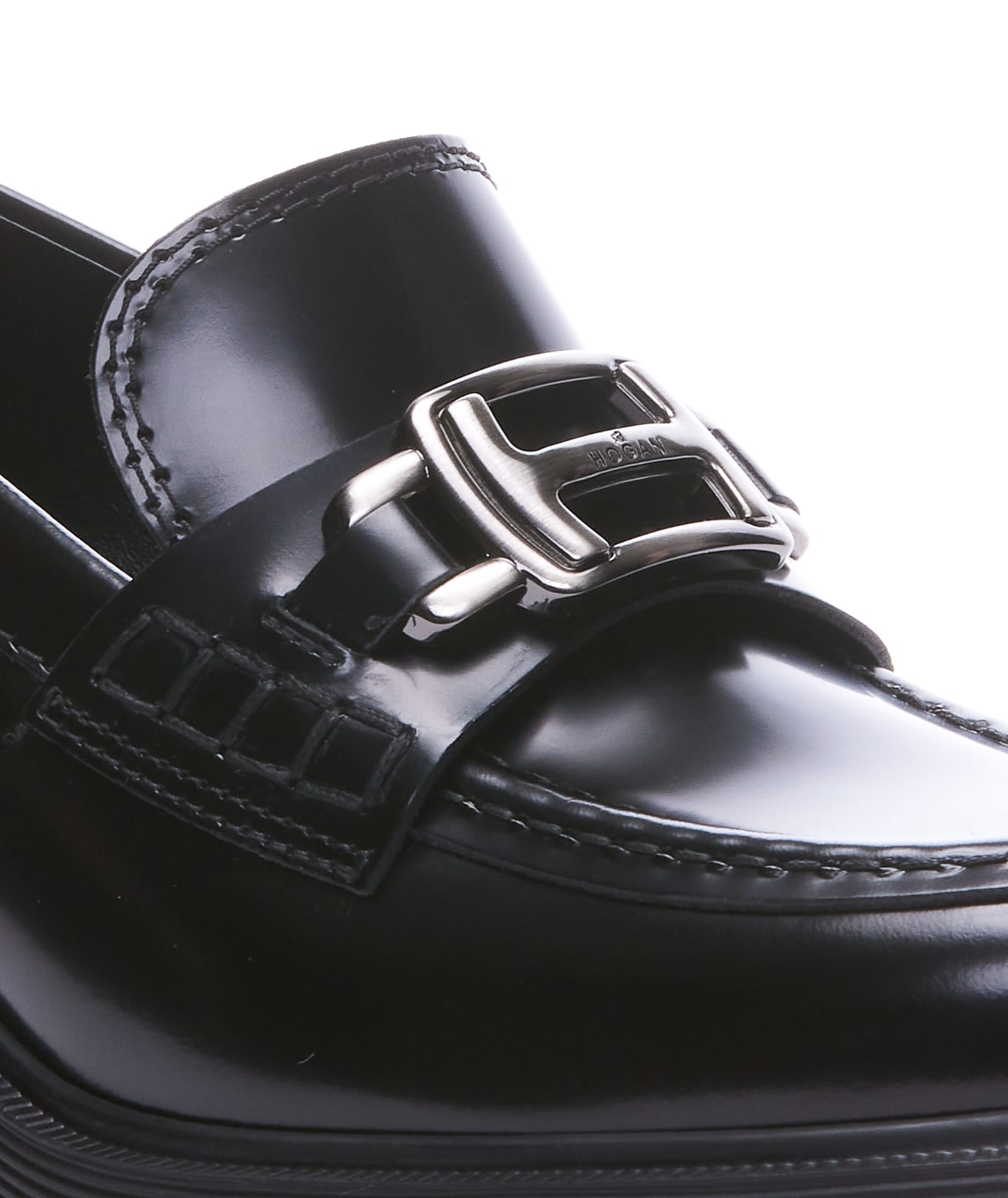 Shop Hogan H649 Heeled Loafers In Nero