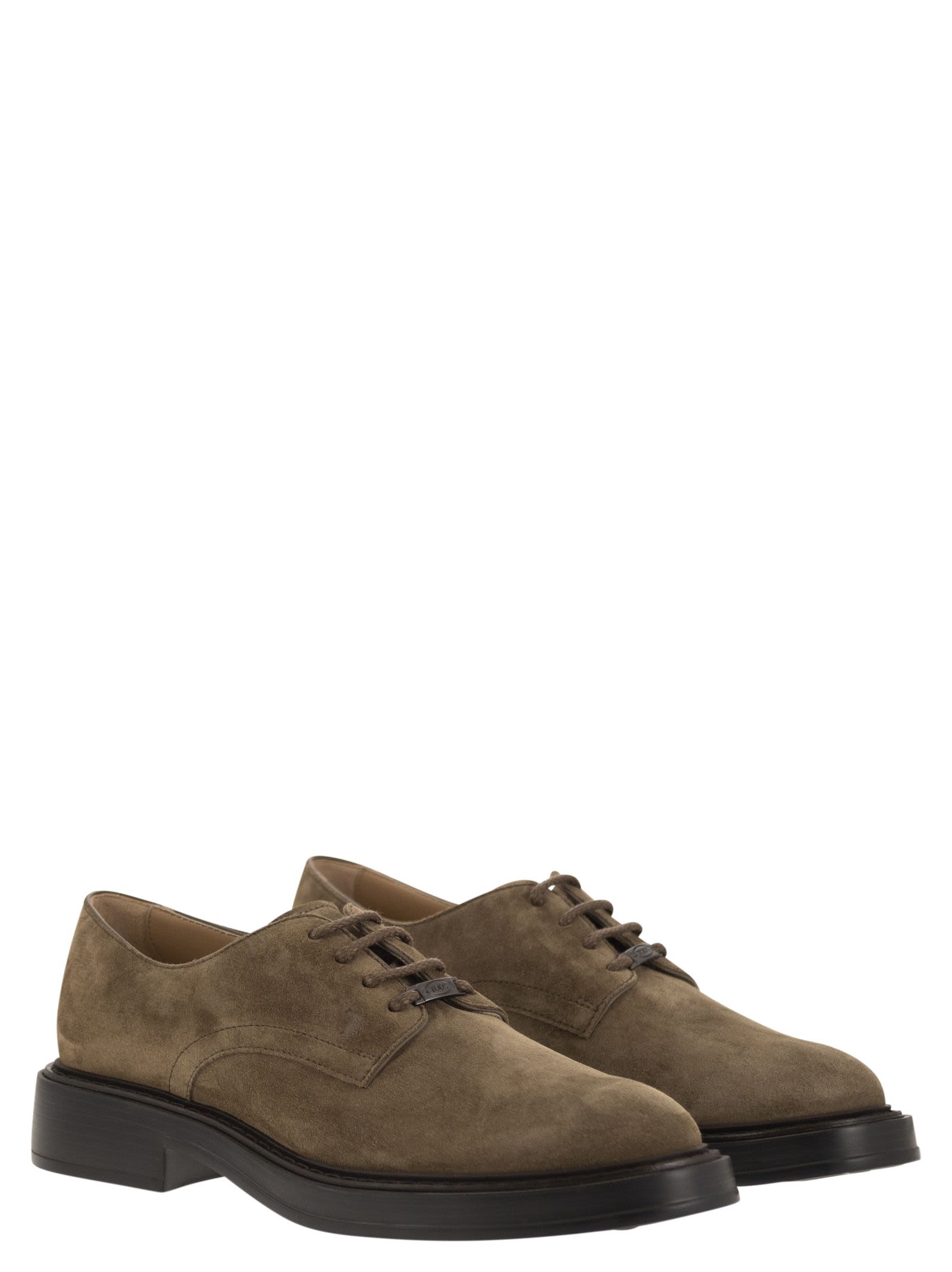 Shop Tod's Suede Lace-up In Beige