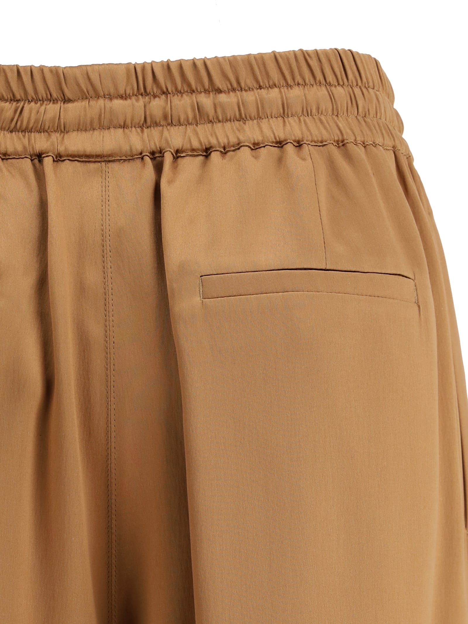 Dolce & Gabbana Satin Lounge Trousers With Side And Back Pockets In Noce Scuro