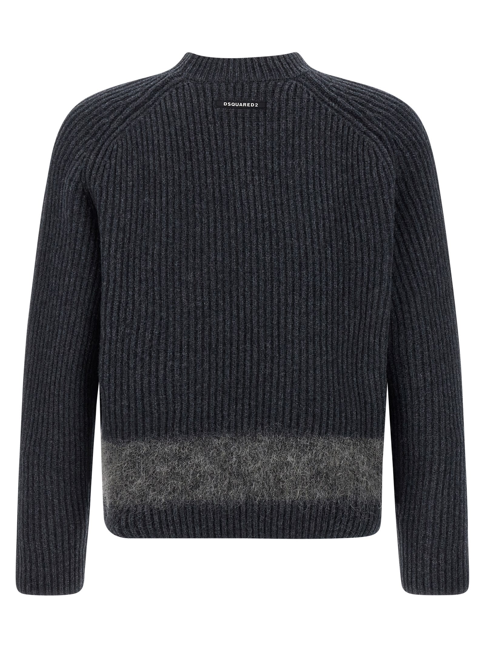 Dsquared2 Carded Wool Insert Sweater In Gray