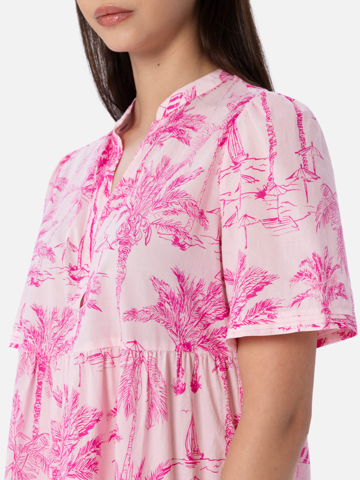MC2 SAINT BARTH WOMAN COTTON VOILE SHORT DRESS SIARA WITH TOILE DE JOUY PRINT
