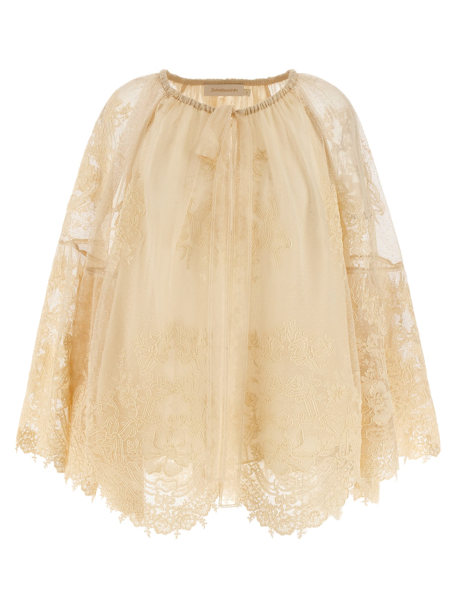 Zimmermann Hypnotic Tiered Lace Shirt And Blouse Beige In Neutral