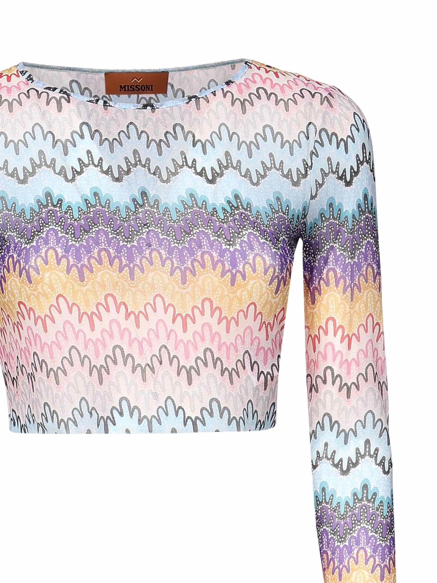 Missoni Wave-pattern Long-sleeve Top In Multi